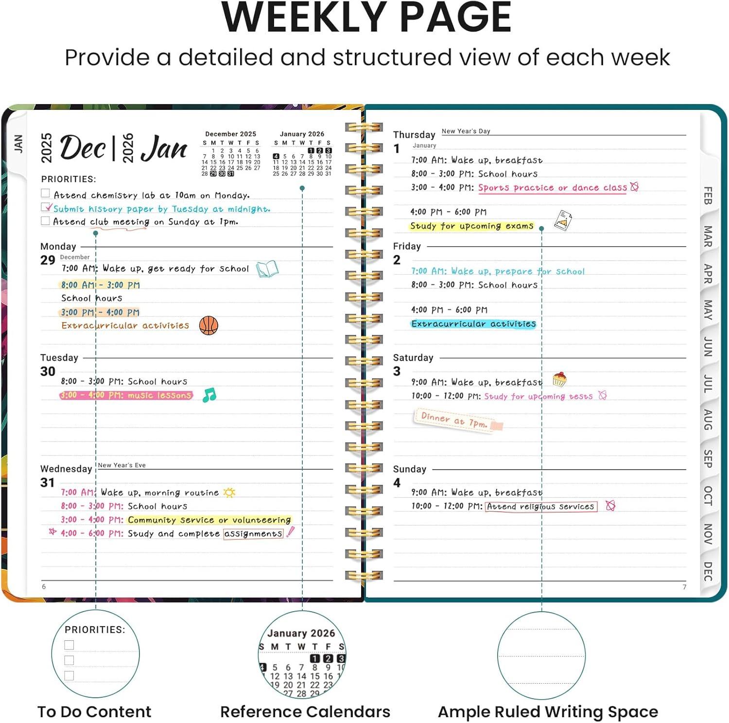 image:image2026 Planner Weekly and Monthly Calendar Planner for Women Jan 2026 Dec 2026 Hardcover Planning Agenda book with Tabs Spiral Bound Inner Pocket Perfect for School Office Supplies 63 x 85 ButterflyOTropical Palms