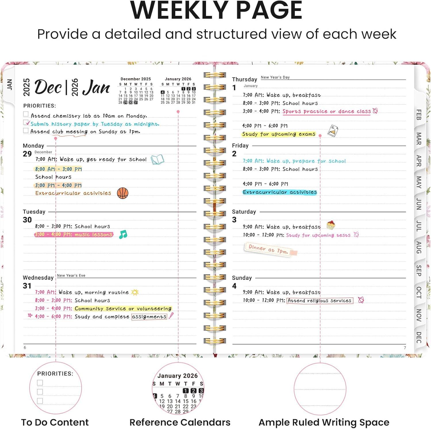 image:image2026 Planner Weekly and Monthly Calendar Planner for Women Jan 2026 Dec 2026 Hardcover Planning Agenda book with Tabs Spiral Bound Inner Pocket Perfect for School Office Supplies 63 x 85 ButterflyAWildflower