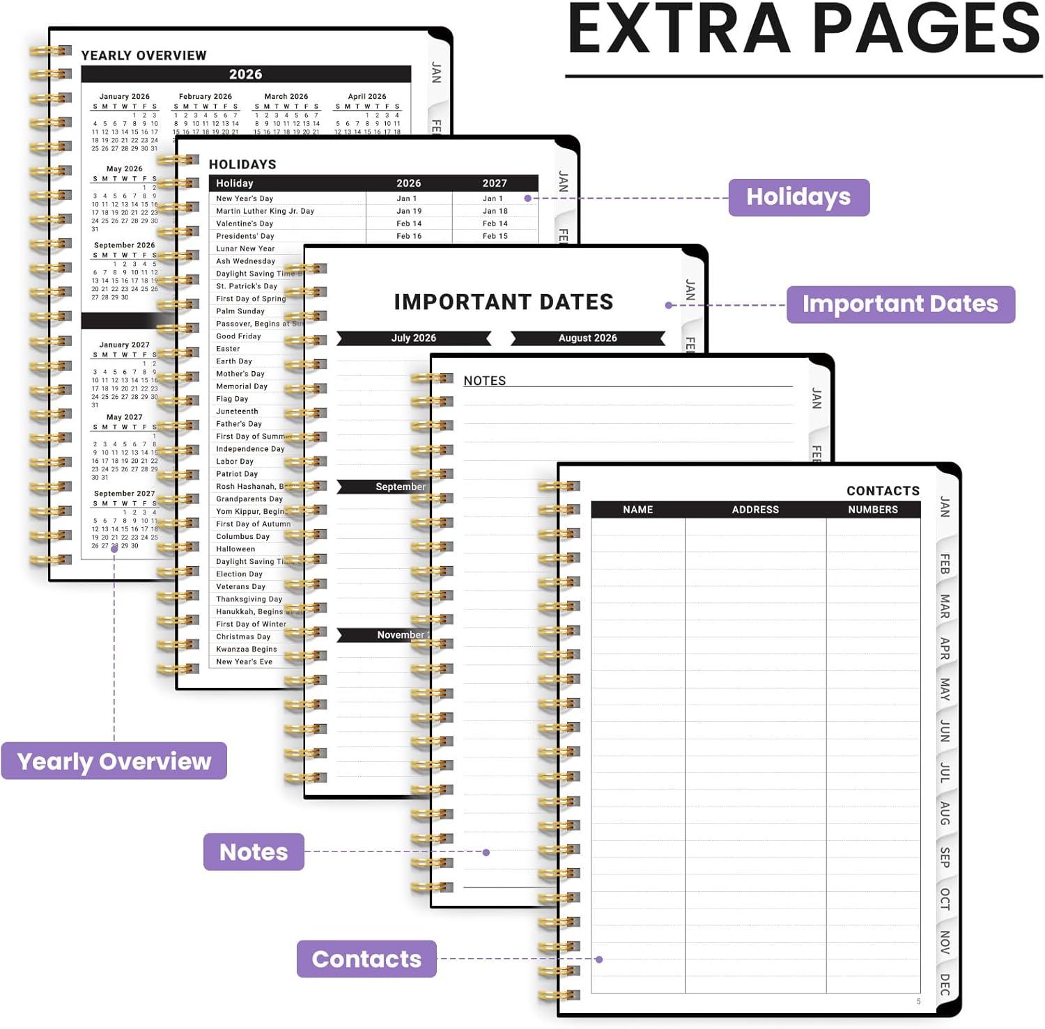 image:image2026 Planner Weekly and Monthly Calendar Planner for Women Jan 2026 Dec 2026 Hardcover Planning Agenda book with Tabs Spiral Bound Inner Pocket Perfect for School Office Supplies 63 x 85 ButterflyBFall Harmony