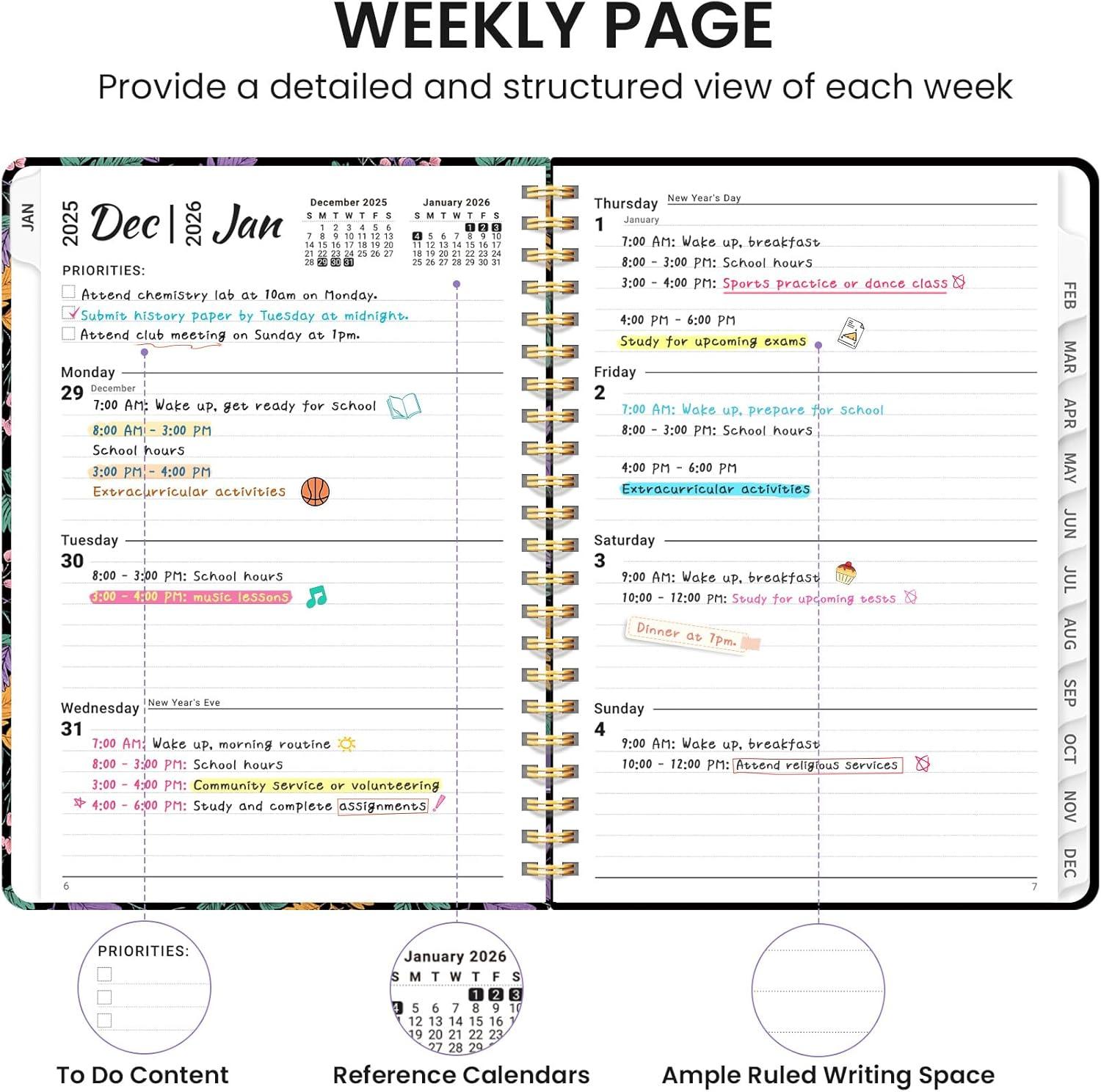 image:image2026 Planner Weekly and Monthly Calendar Planner for Women Jan 2026 Dec 2026 Hardcover Planning Agenda book with Tabs Spiral Bound Inner Pocket Perfect for School Office Supplies 63 x 85 ButterflyBFall Harmony