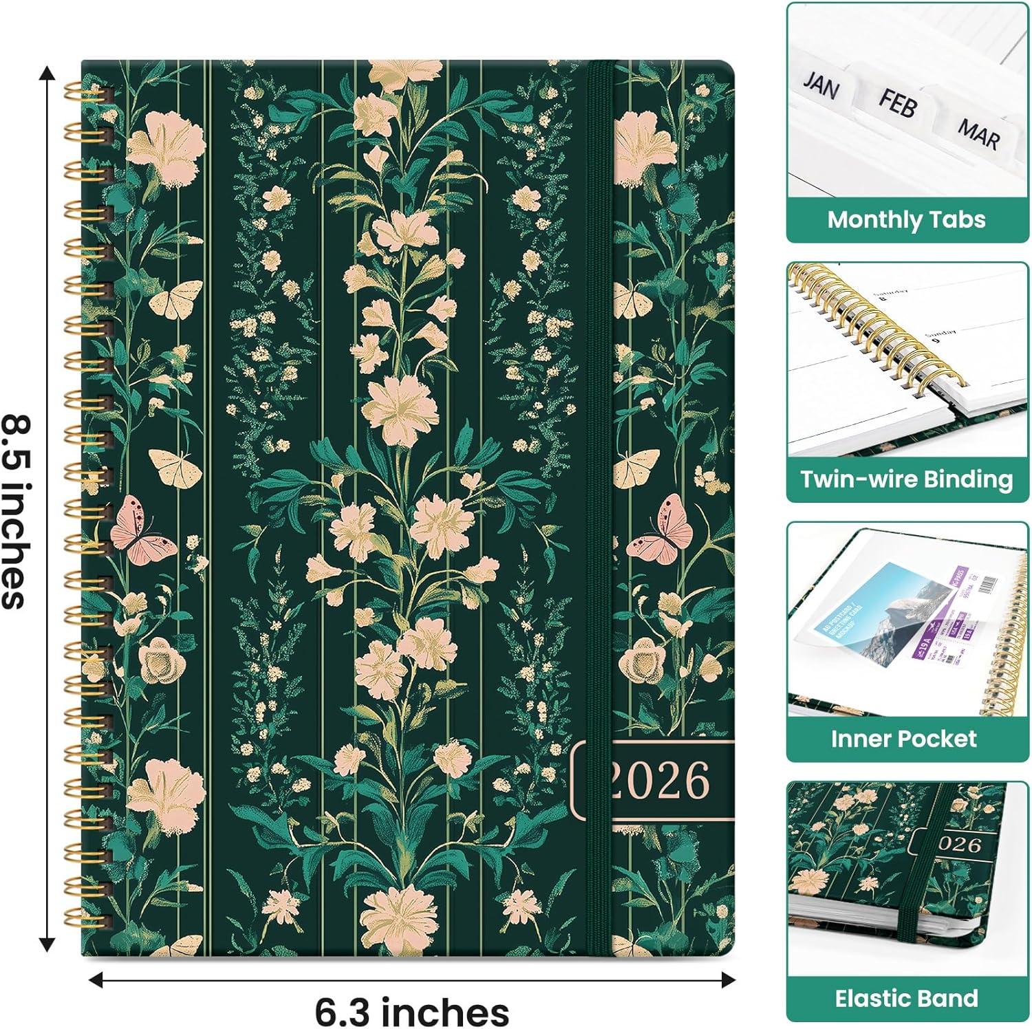 image:image2026 Planner Weekly and Monthly Calendar Planner for Women Jan 2026 Dec 2026 Hardcover Planning Agenda book with Tabs Spiral Bound Inner Pocket Perfect for School Office Supplies 63 x 85 ButterflyFBotanical Waltz