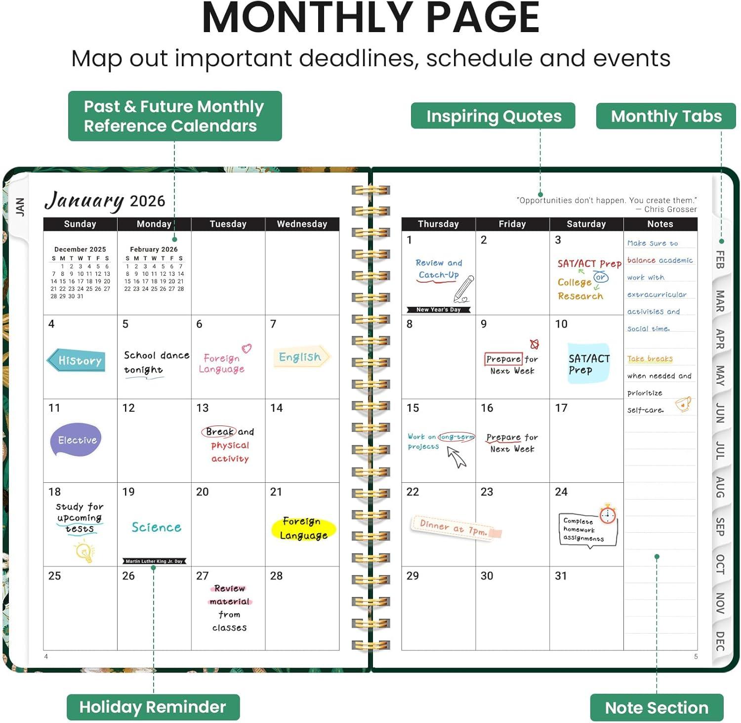 image:image2026 Planner Weekly and Monthly Calendar Planner for Women Jan 2026 Dec 2026 Hardcover Planning Agenda book with Tabs Spiral Bound Inner Pocket Perfect for School Office Supplies 63 x 85 ButterflyAButterfly