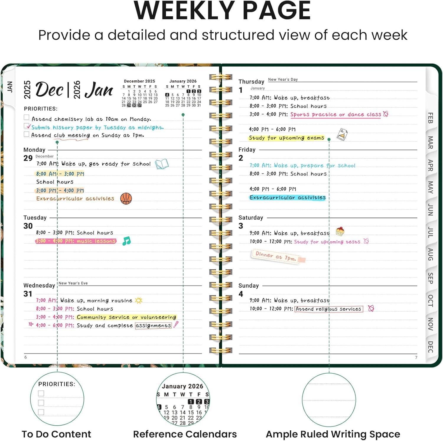 image:image2026 Planner Weekly and Monthly Calendar Planner for Women Jan 2026 Dec 2026 Hardcover Planning Agenda book with Tabs Spiral Bound Inner Pocket Perfect for School Office Supplies 63 x 85 ButterflyAButterfly