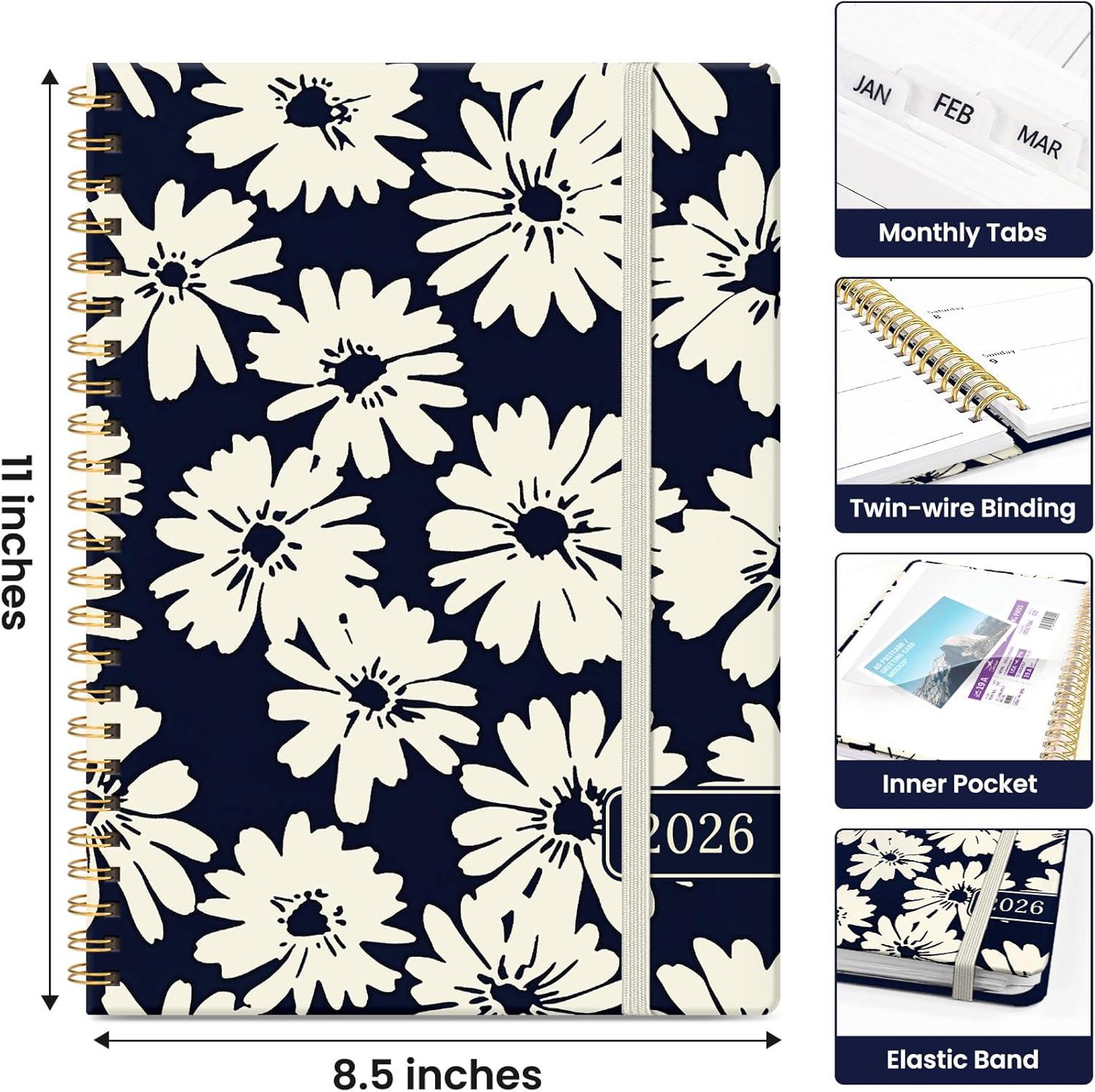 image:image2026 Planner Weekly and Monthly Calendar Planner for Women Jan 2026 Dec 2026 Hardcover Planning Agenda book with Tabs Spiral Bound Inner Pocket Perfect for School Office Supplies 63 x 85 ButterflyOSimple Daisy
