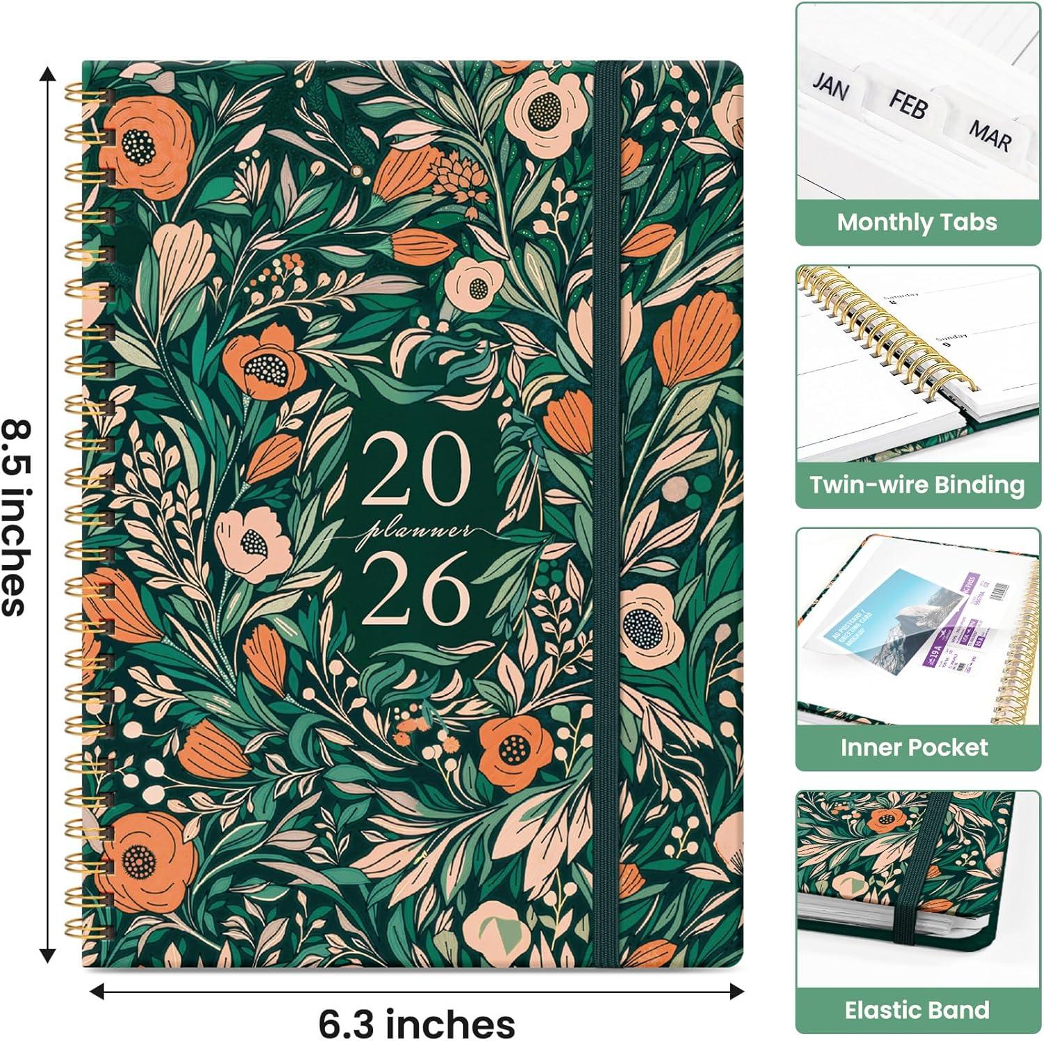 image:image2026 Planner Weekly and Monthly Calendar Planner for Women Jan 2026 Dec 2026 Hardcover Planning Agenda book with Tabs Spiral Bound Inner Pocket Perfect for School Office Supplies 63 x 85 ButterflyCVerdant Bloom