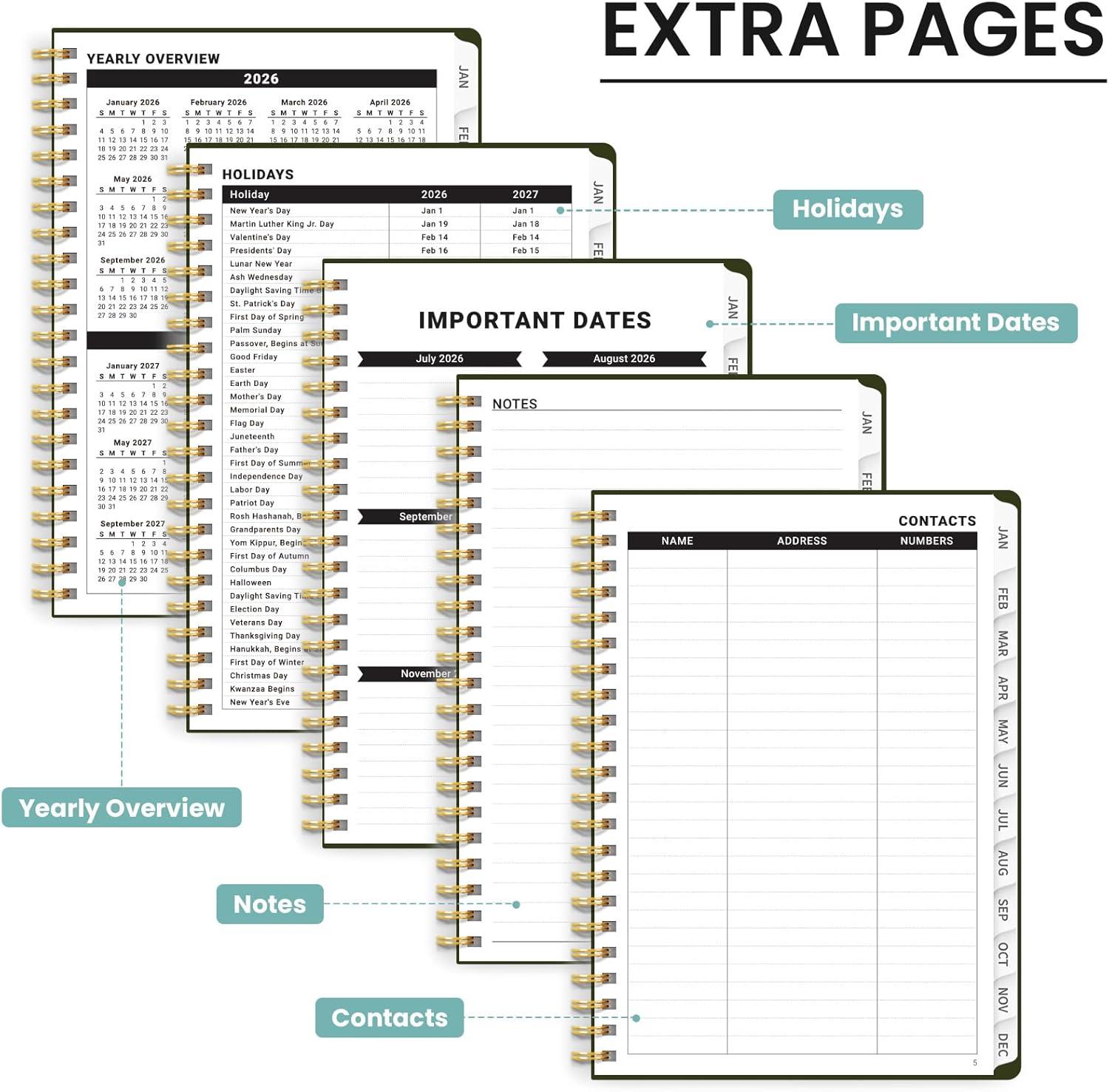 image:image2026 Planner Weekly and Monthly Calendar Planner for Women Jan 2026 Dec 2026 Hardcover Planning Agenda book with Tabs Spiral Bound Inner Pocket Perfect for School Office Supplies 63 x 85 ButterflyOSoft Petals