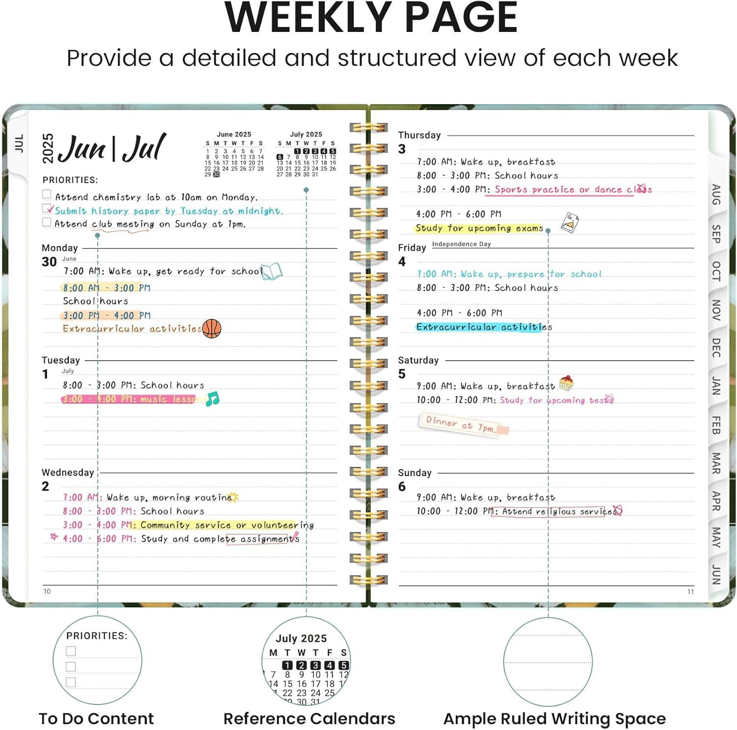 image:image2026 Planner Weekly and Monthly Calendar Planner for Women Jan 2026 Dec 2026 Hardcover Planning Agenda book with Tabs Spiral Bound Inner Pocket Perfect for School Office Supplies 63 x 85 ButterflyOSoft Petals