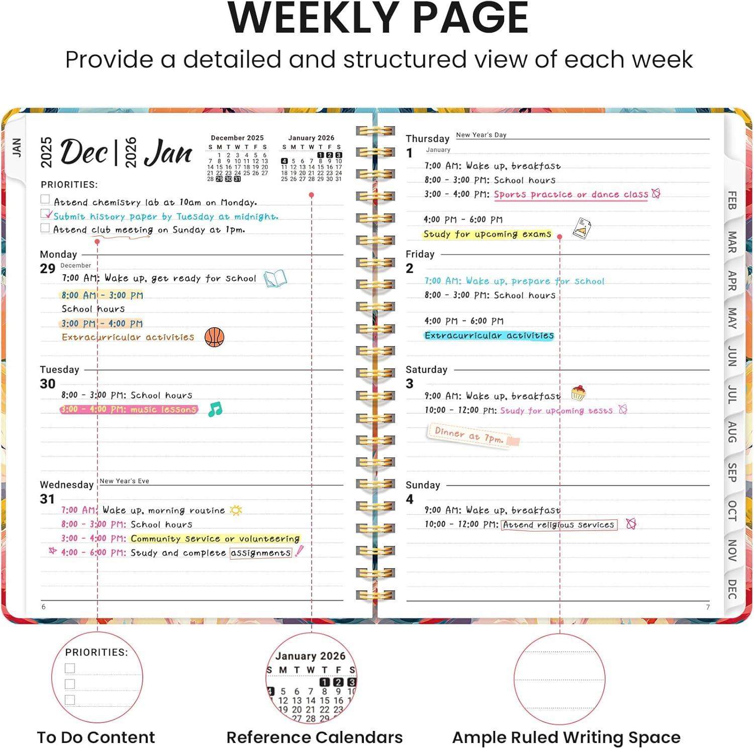 image:image2026 Planner Weekly and Monthly Calendar Planner for Women Jan 2026 Dec 2026 Hardcover Planning Agenda book with Tabs Spiral Bound Inner Pocket Perfect for School Office Supplies 63 x 85 ButterflyBPastel Garden