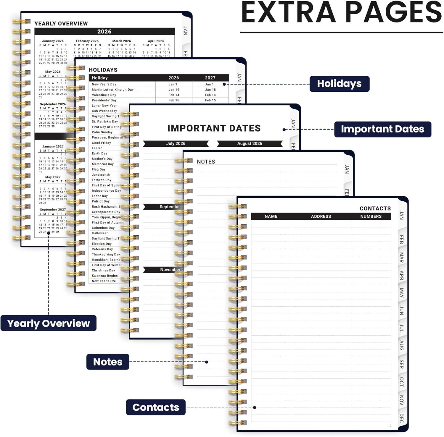 image:image2026 Planner Weekly and Monthly Calendar Planner for Women Jan 2026 Dec 2026 Hardcover Planning Agenda book with Tabs Spiral Bound Inner Pocket Perfect for School Office Supplies 63 x 85 ButterflyOSimple Daisy