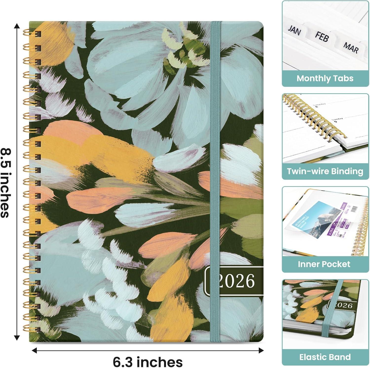 image:image2026 Planner Weekly and Monthly Calendar Planner for Women Jan 2026 Dec 2026 Hardcover Planning Agenda book with Tabs Spiral Bound Inner Pocket Perfect for School Office Supplies 63 x 85 ButterflyOSoft Petals