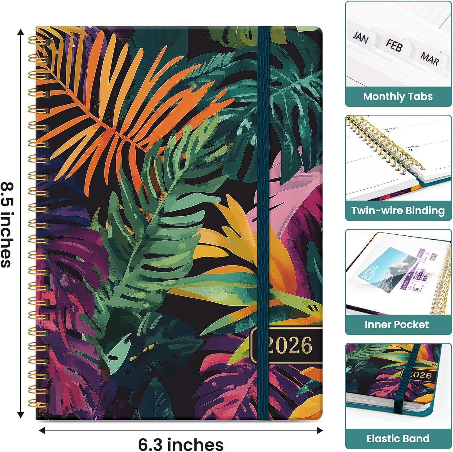 image:image2026 Planner Weekly and Monthly Calendar Planner for Women Jan 2026 Dec 2026 Hardcover Planning Agenda book with Tabs Spiral Bound Inner Pocket Perfect for School Office Supplies 63 x 85 ButterflyOTropical Palms