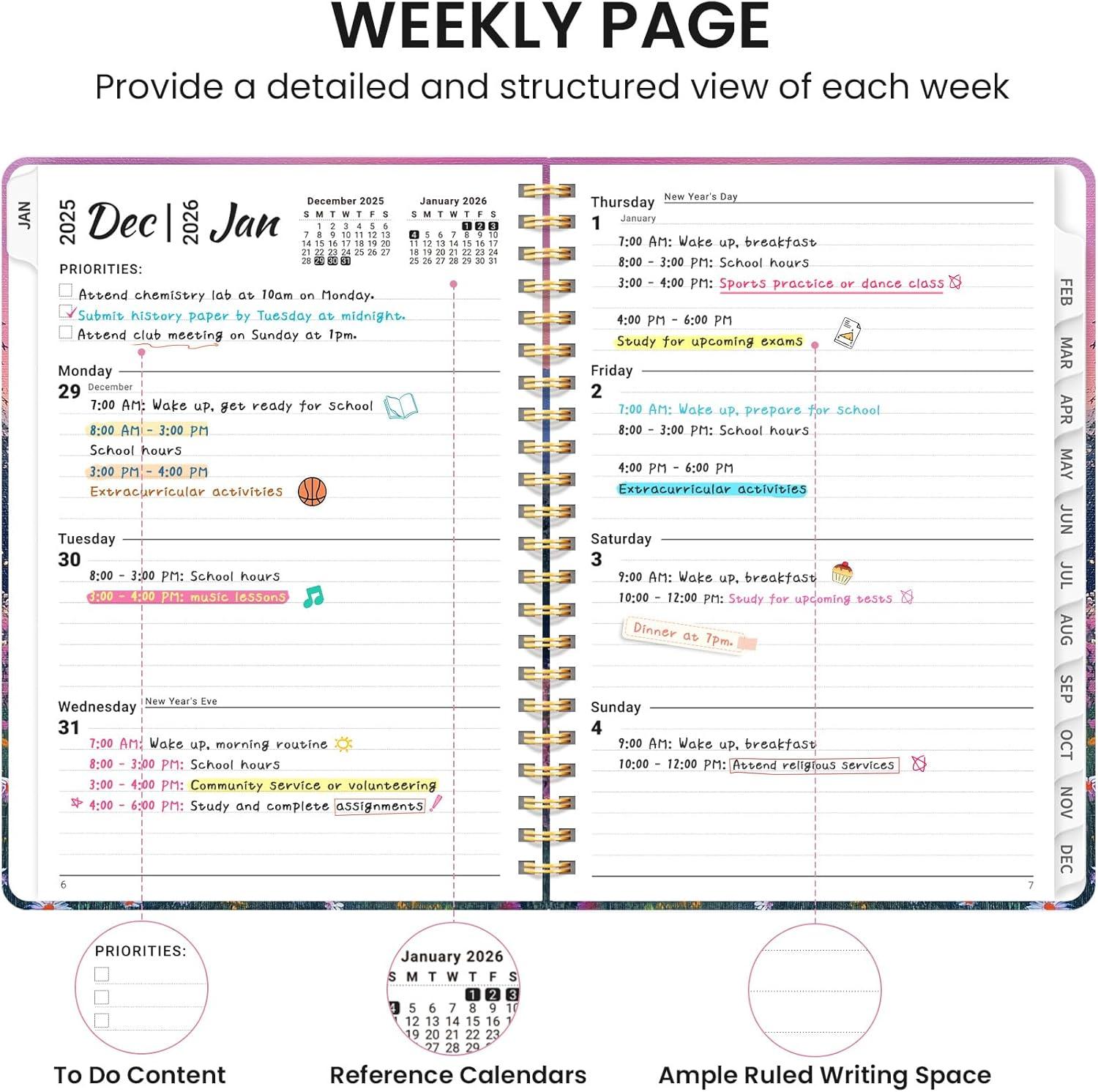 image:image2026 Planner Weekly and Monthly Calendar Planner for Women Jan 2026 Dec 2026 Hardcover Planning Agenda book with Tabs Spiral Bound Inner Pocket Perfect for School Office Supplies 63 x 85 ButterflyRTwilight Bloom
