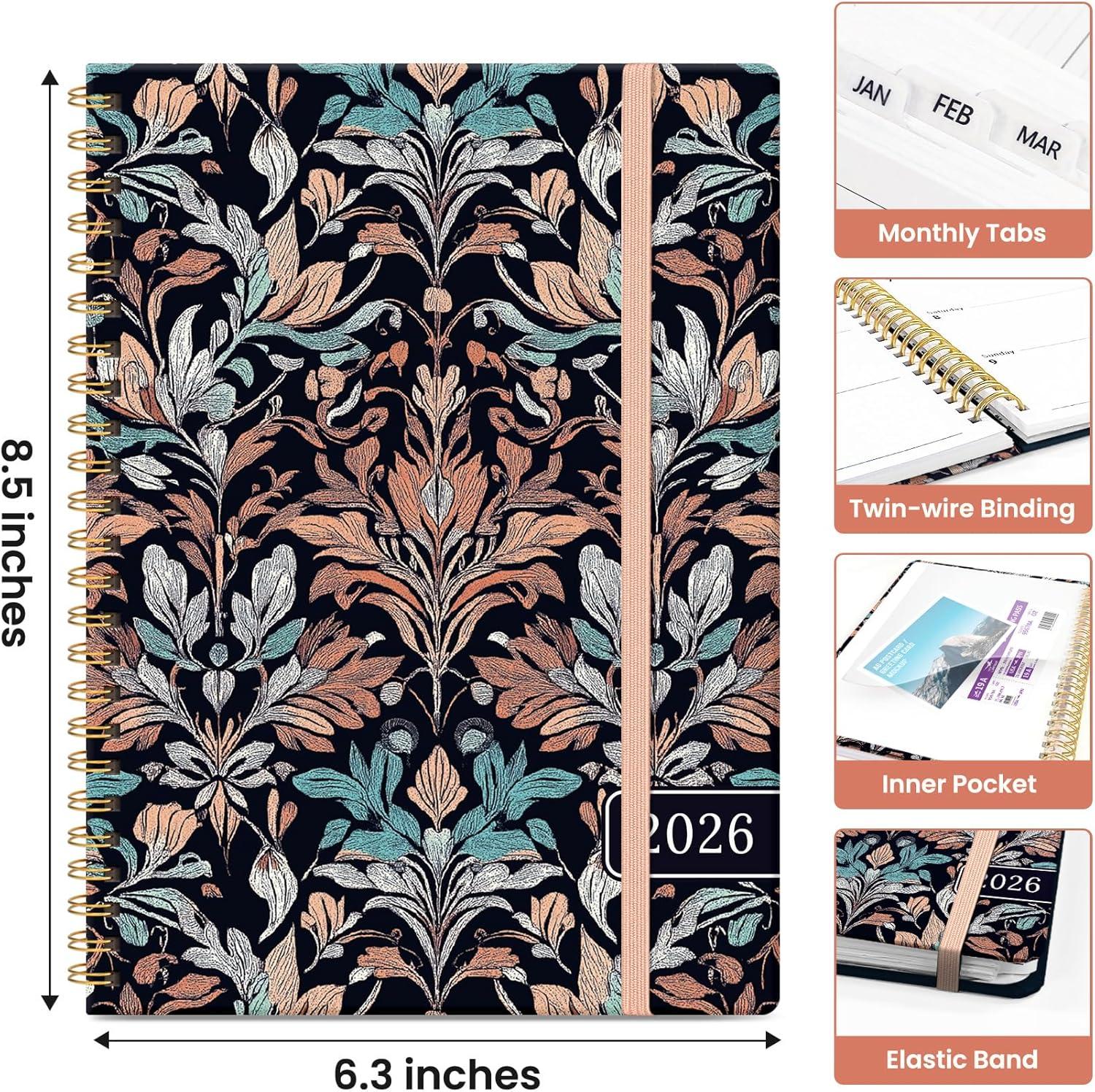 image:image2026 Planner Weekly and Monthly Calendar Planner for Women Jan 2026 Dec 2026 Hardcover Planning Agenda book with Tabs Spiral Bound Inner Pocket Perfect for School Office Supplies 63 x 85 ButterflyCVerdant Leaf