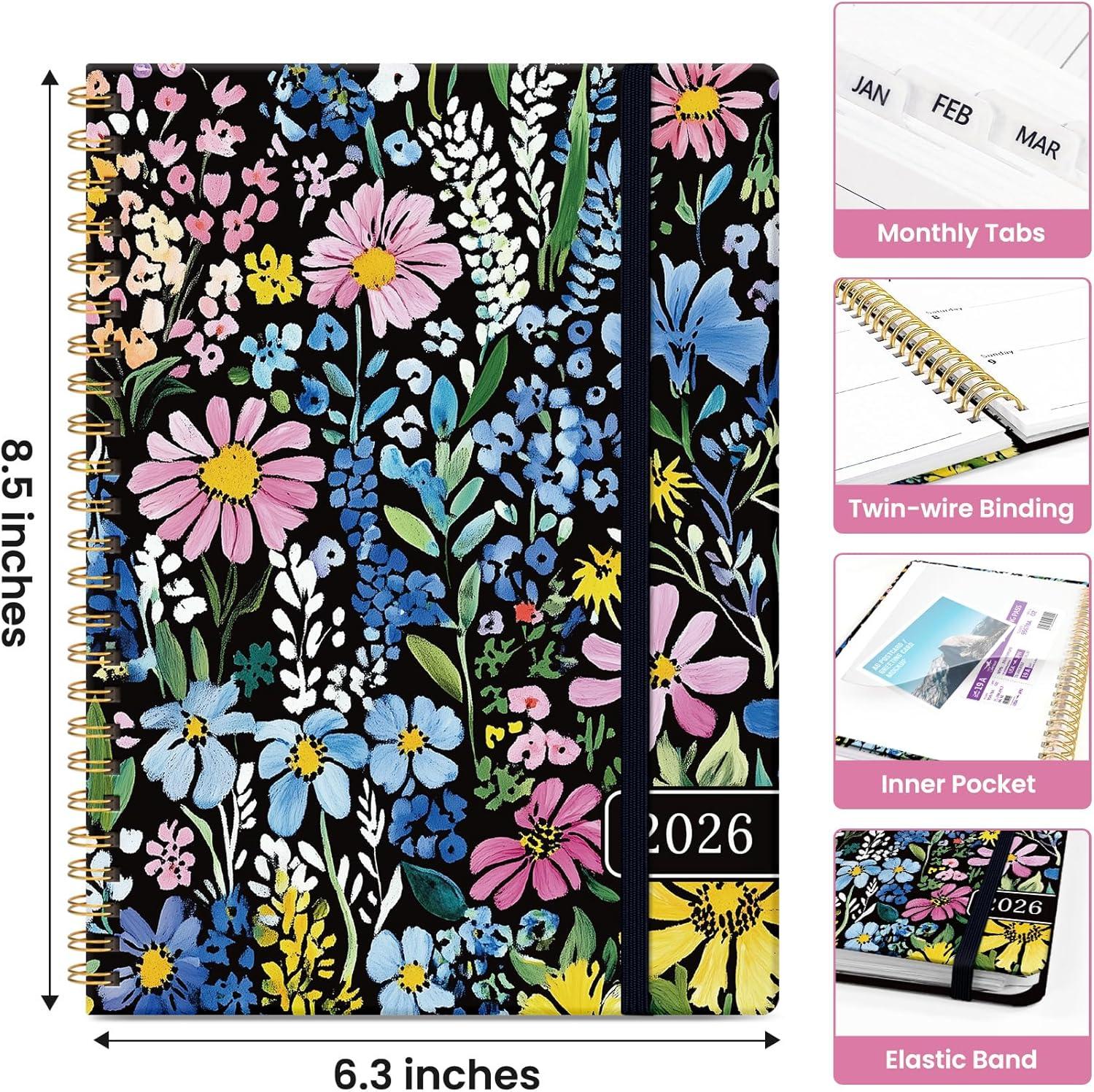 image:image2026 Planner Weekly and Monthly Calendar Planner for Women Jan 2026 Dec 2026 Hardcover Planning Agenda book with Tabs Spiral Bound Inner Pocket Perfect for School Office Supplies 63 x 85 ButterflyCPainted Garden