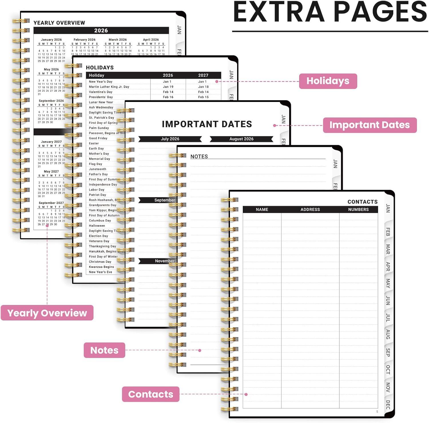 image:image2026 Planner Weekly and Monthly Calendar Planner for Women Jan 2026 Dec 2026 Hardcover Planning Agenda book with Tabs Spiral Bound Inner Pocket Perfect for School Office Supplies 63 x 85 ButterflyCPainted Garden