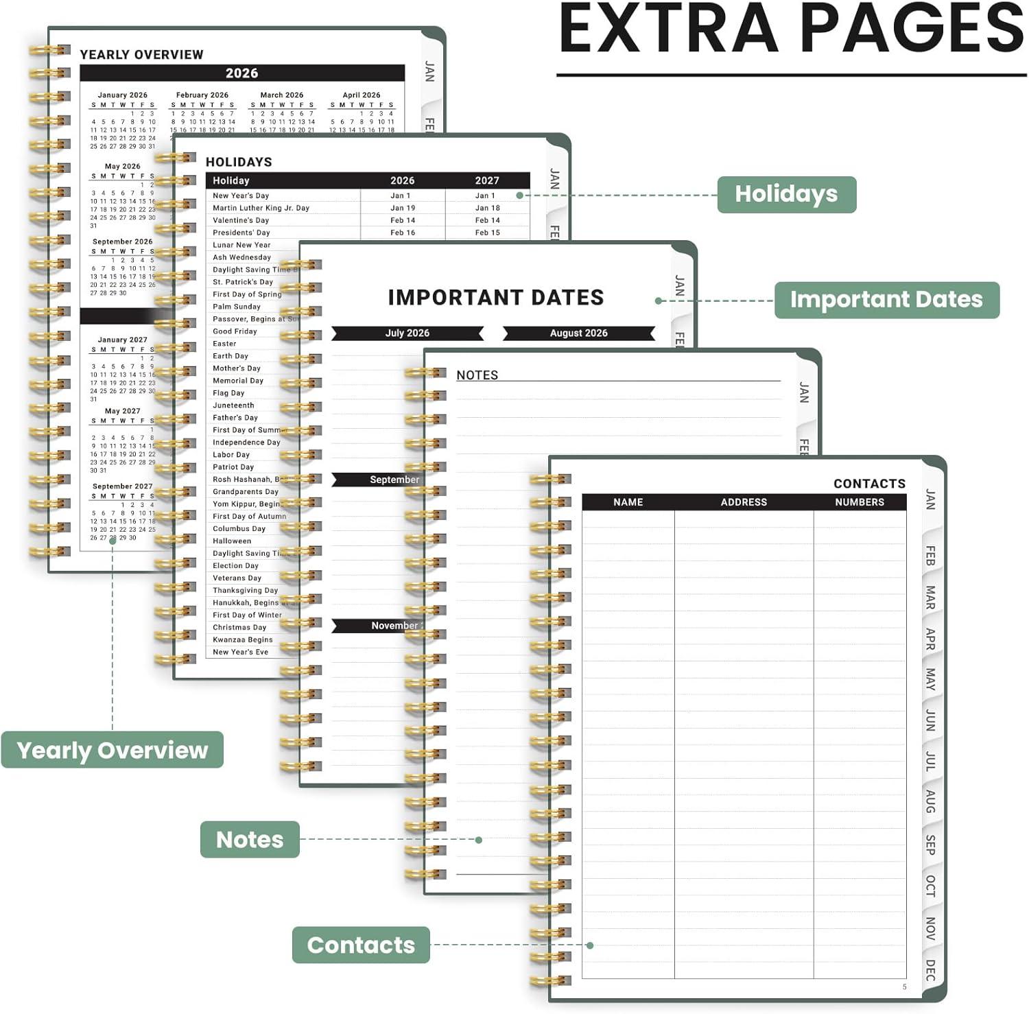 image:image2026 Planner Weekly and Monthly Calendar Planner for Women Jan 2026 Dec 2026 Hardcover Planning Agenda book with Tabs Spiral Bound Inner Pocket Perfect for School Office Supplies 63 x 85 ButterflyBDark Peony