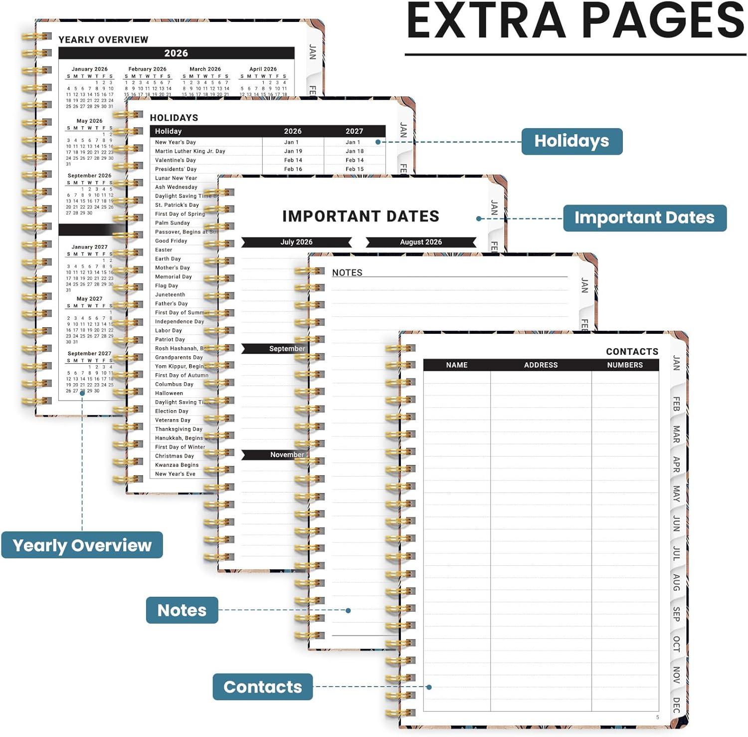 image:image2026 Planner Weekly and Monthly Calendar Planner for Women Jan 2026 Dec 2026 Hardcover Planning Agenda book with Tabs Spiral Bound Inner Pocket Perfect for School Office Supplies 63 x 85 ButterflyCRegal Petals