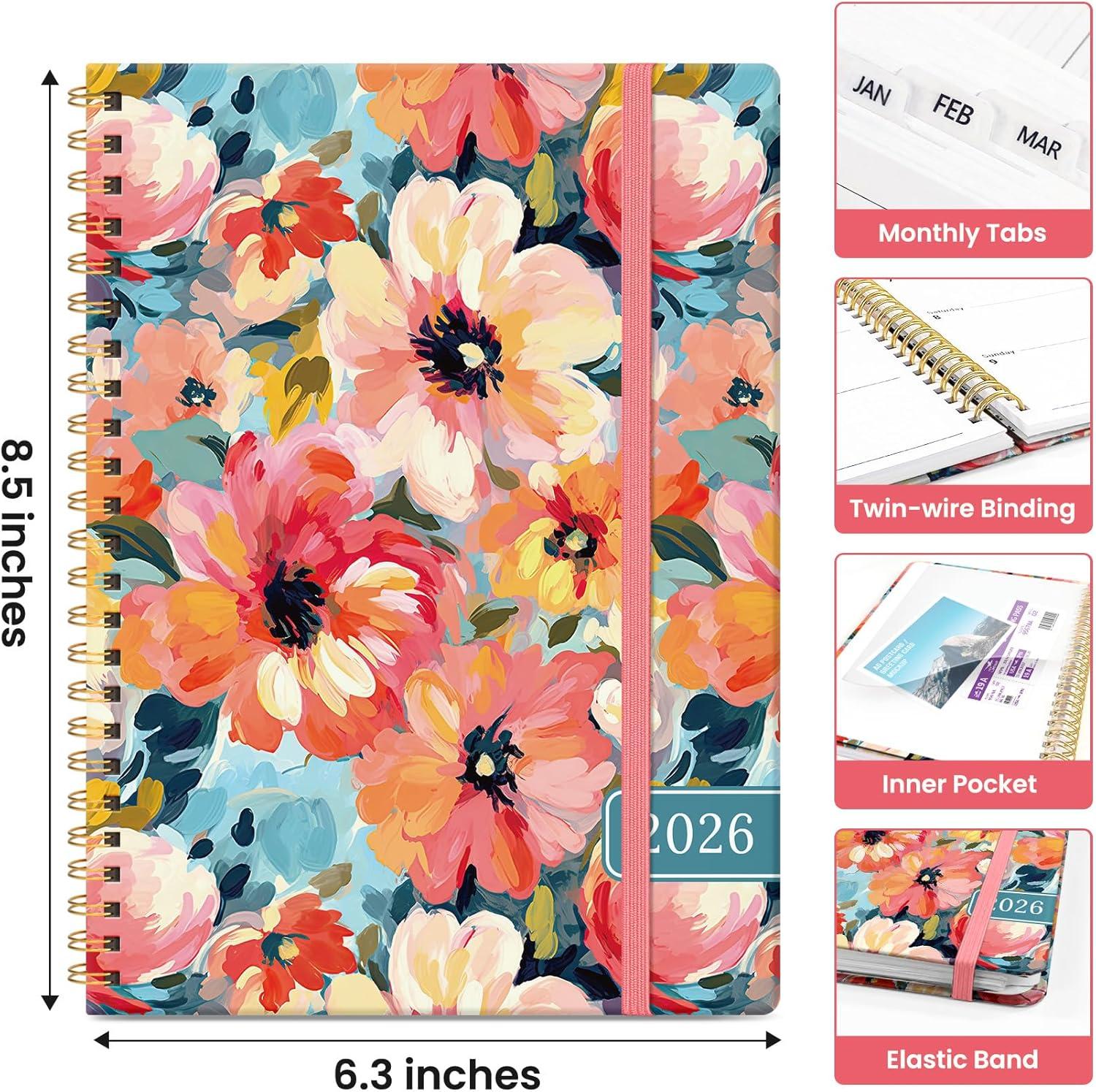image:image2026 Planner Weekly and Monthly Calendar Planner for Women Jan 2026 Dec 2026 Hardcover Planning Agenda book with Tabs Spiral Bound Inner Pocket Perfect for School Office Supplies 63 x 85 ButterflyBPastel Garden