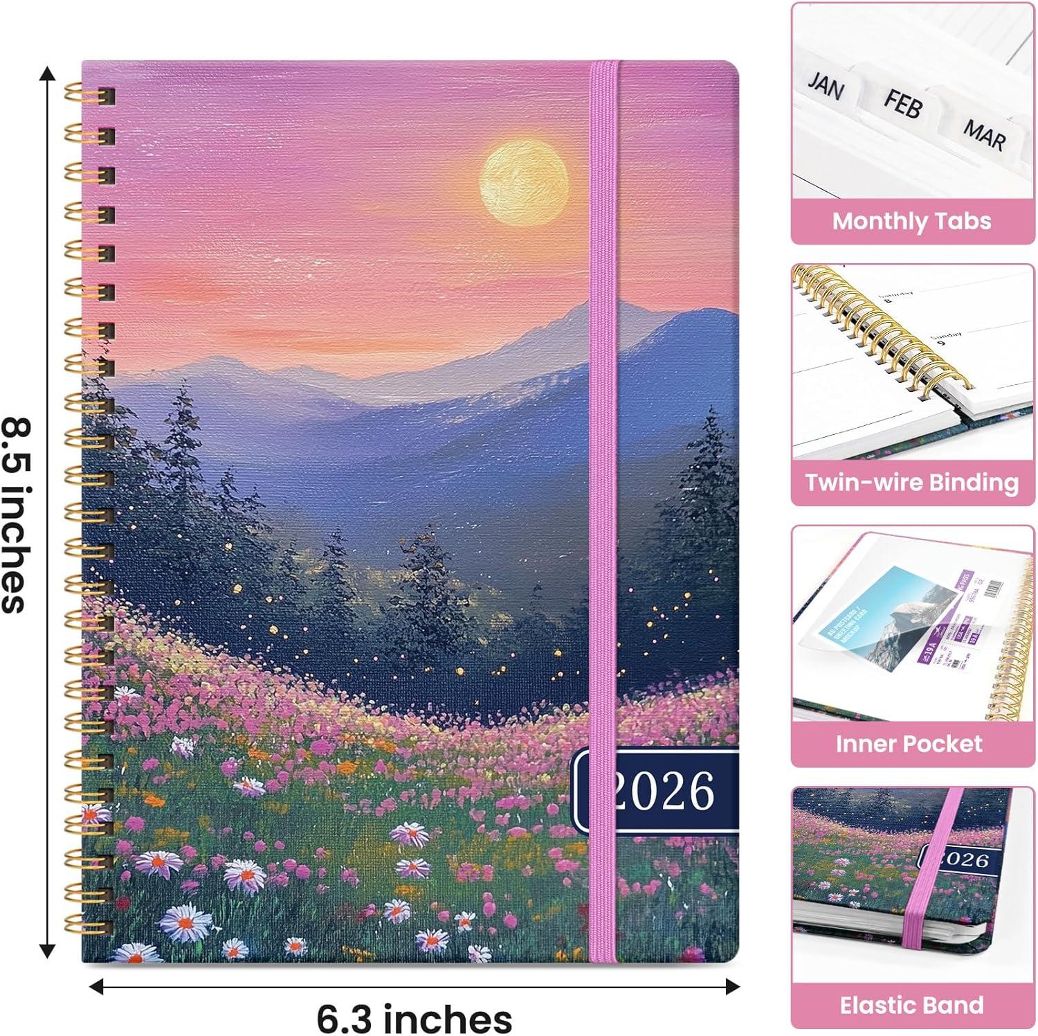 image:image2026 Planner Weekly and Monthly Calendar Planner for Women Jan 2026 Dec 2026 Hardcover Planning Agenda book with Tabs Spiral Bound Inner Pocket Perfect for School Office Supplies 63 x 85 ButterflyRTwilight Bloom