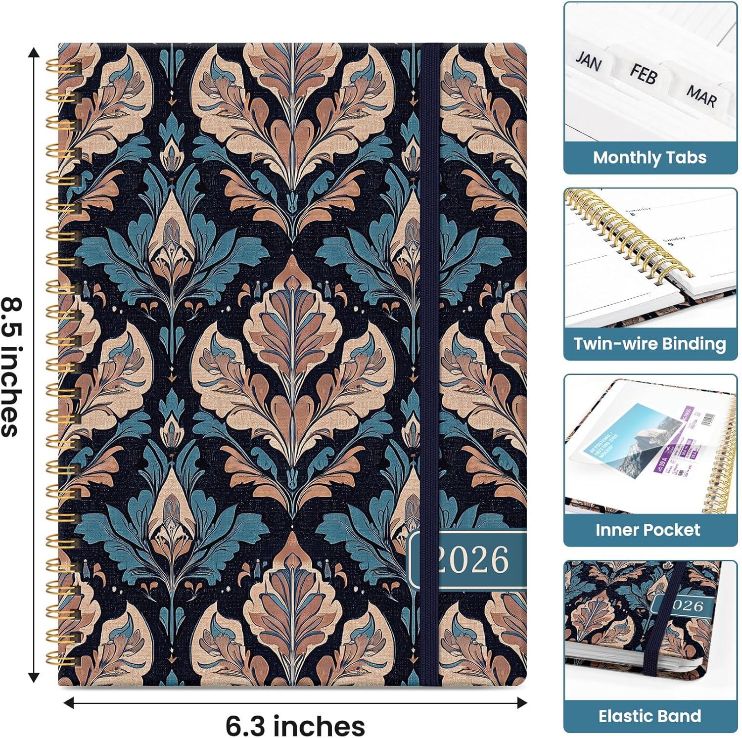 image:image2026 Planner Weekly and Monthly Calendar Planner for Women Jan 2026 Dec 2026 Hardcover Planning Agenda book with Tabs Spiral Bound Inner Pocket Perfect for School Office Supplies 63 x 85 ButterflyCRegal Petals