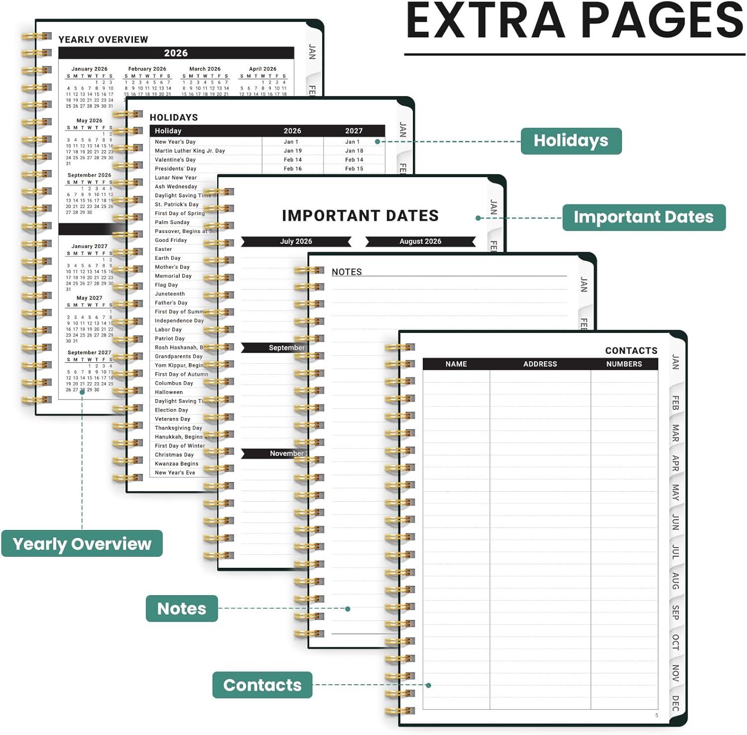 image:image2026 Planner Weekly and Monthly Calendar Planner for Women Jan 2026 Dec 2026 Hardcover Planning Agenda book with Tabs Spiral Bound Inner Pocket Perfect for School Office Supplies 63 x 85 ButterflyUSoft Lily