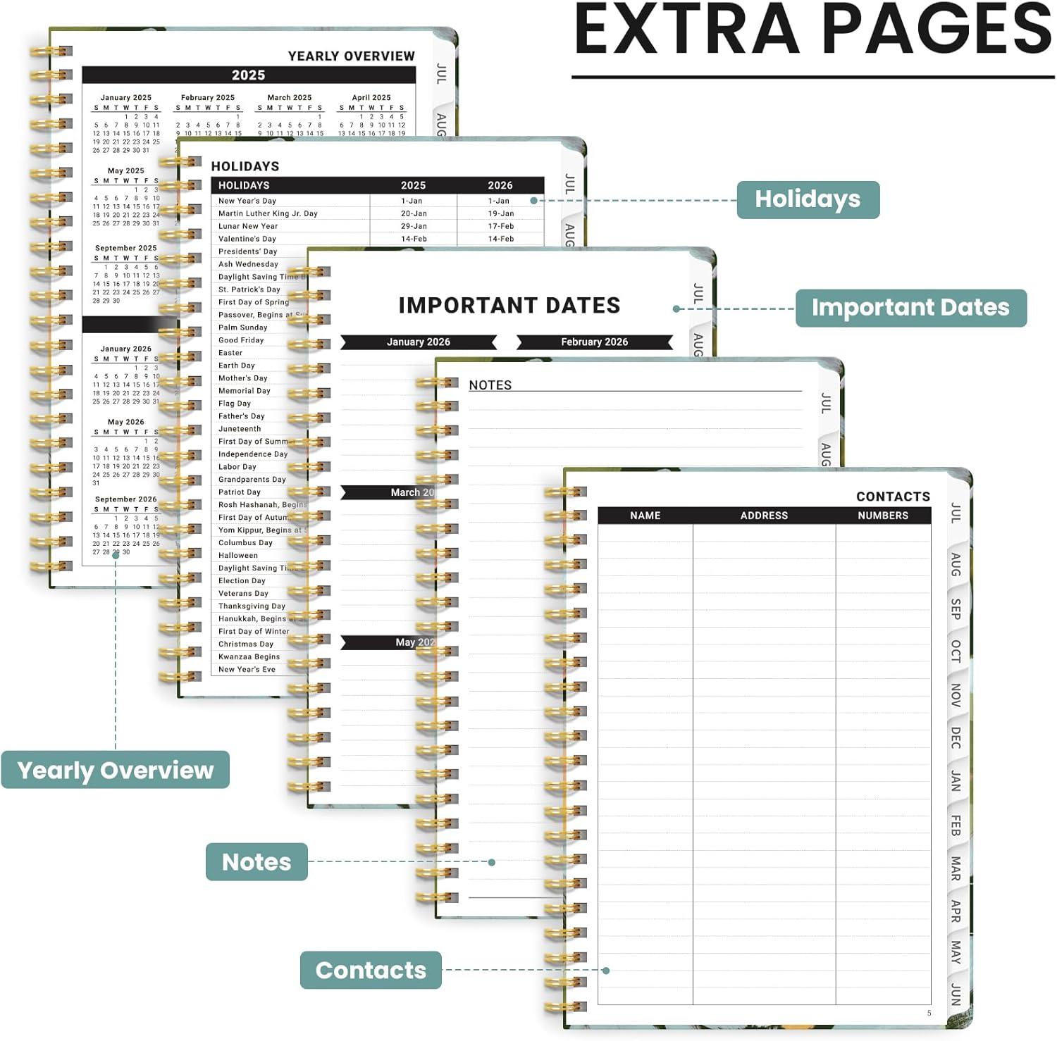image:image2026 Planner Weekly and Monthly Calendar Planner for Women Jan 2026 Dec 2026 Hardcover Planning Agenda book with Tabs Spiral Bound Inner Pocket Perfect for School Office Supplies 63 x 85 ButterflyOSoft Petals