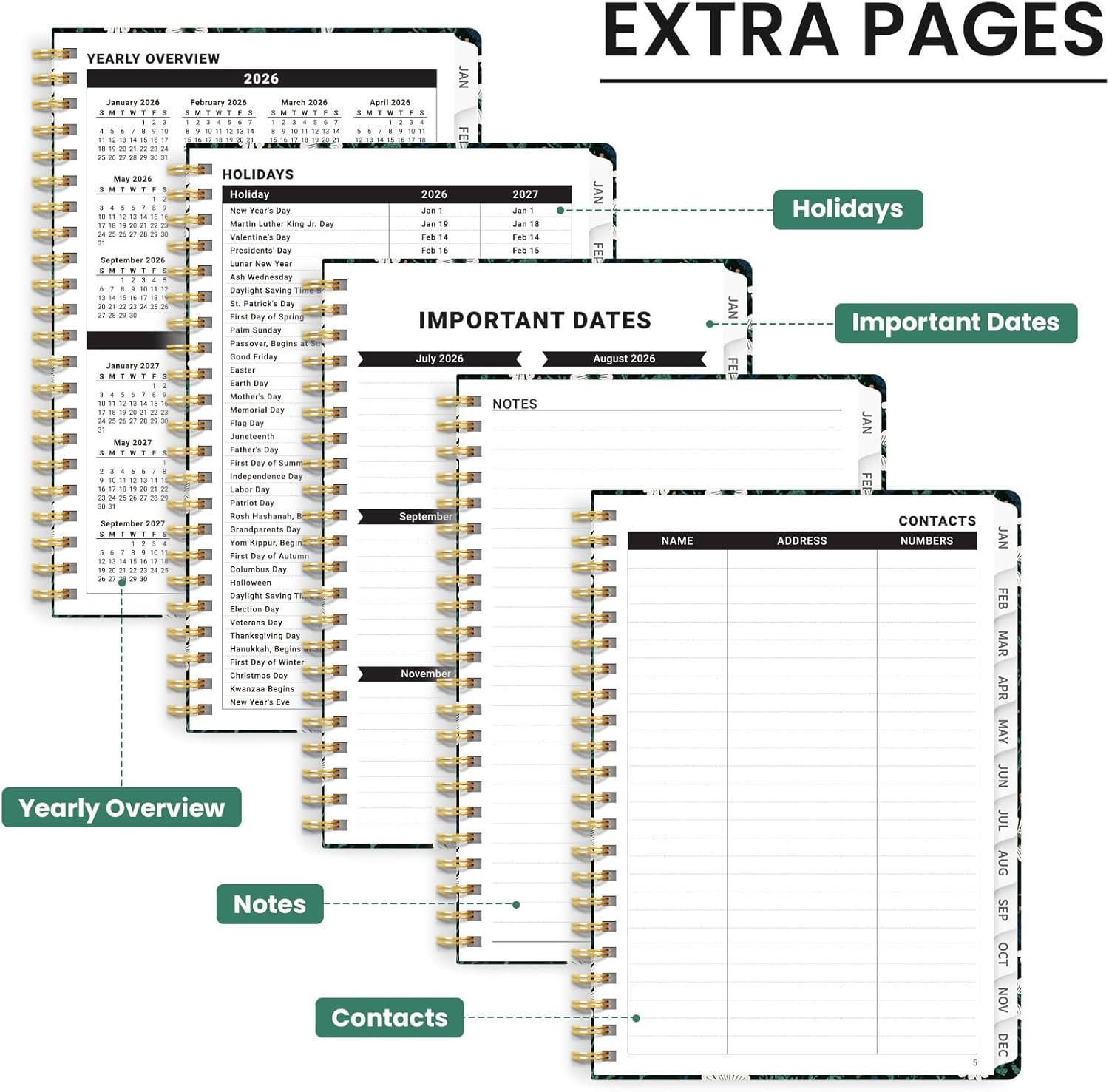 image:image2026 Planner Weekly and Monthly Calendar Planner for Women Jan 2026 Dec 2026 Hardcover Planning Agenda book with Tabs Spiral Bound Inner Pocket Perfect for School Office Supplies 63 x 85 ButterflyFLight Floral