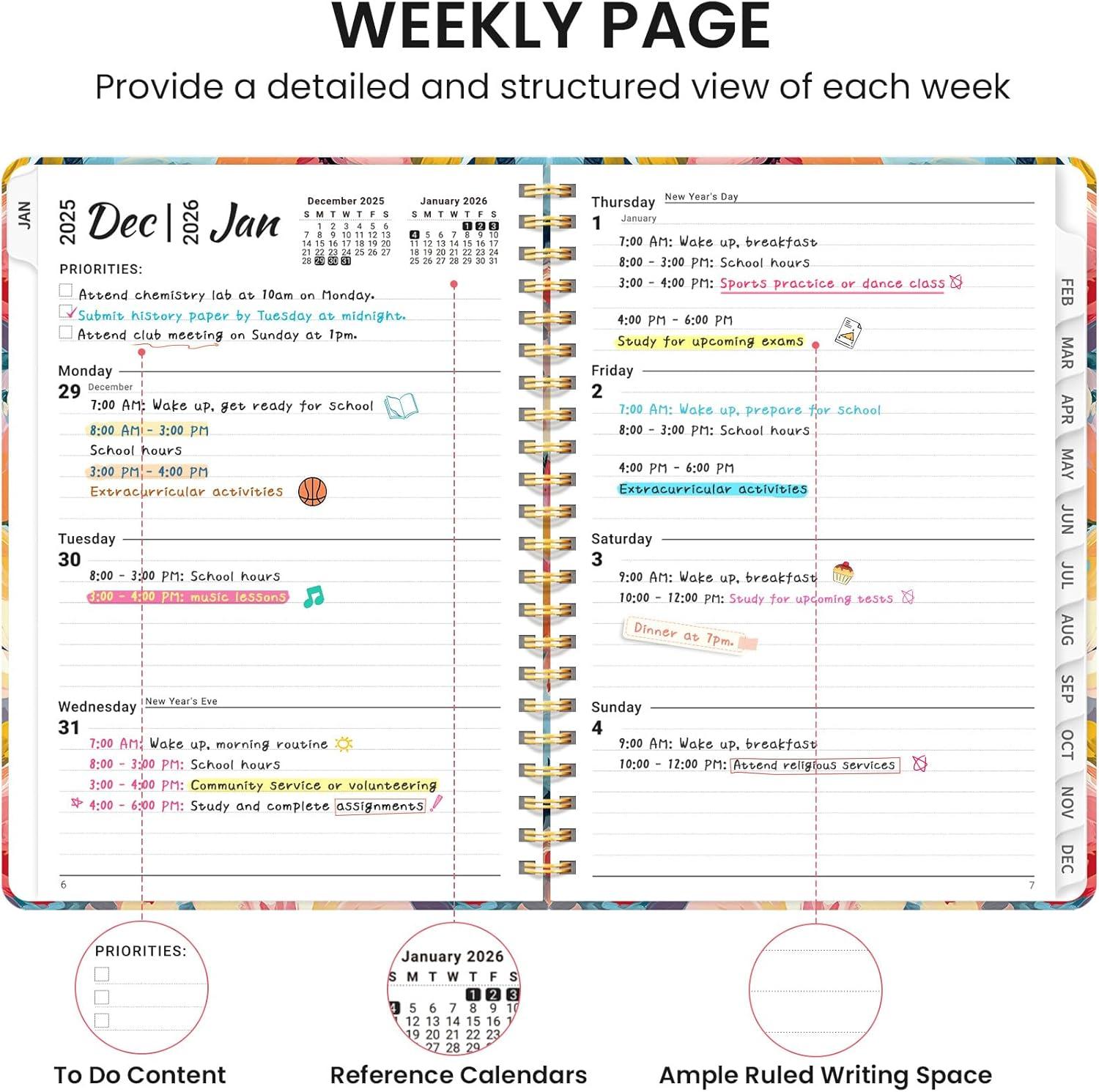 image:image2026 Planner Weekly and Monthly Calendar Planner for Women Jan 2026 Dec 2026 Hardcover Planning Agenda book with Tabs Spiral Bound Inner Pocket Perfect for School Office Supplies 63 x 85 ButterflyBPastel Garden