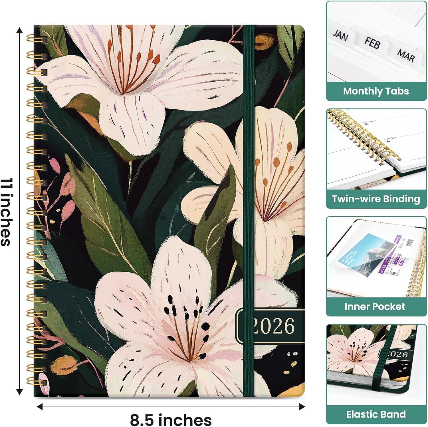 image:image2026 Planner Weekly and Monthly Calendar Planner for Women Jan 2026 Dec 2026 Hardcover Planning Agenda book with Tabs Spiral Bound Inner Pocket Perfect for School Office Supplies 63 x 85 ButterflyUSoft Lily