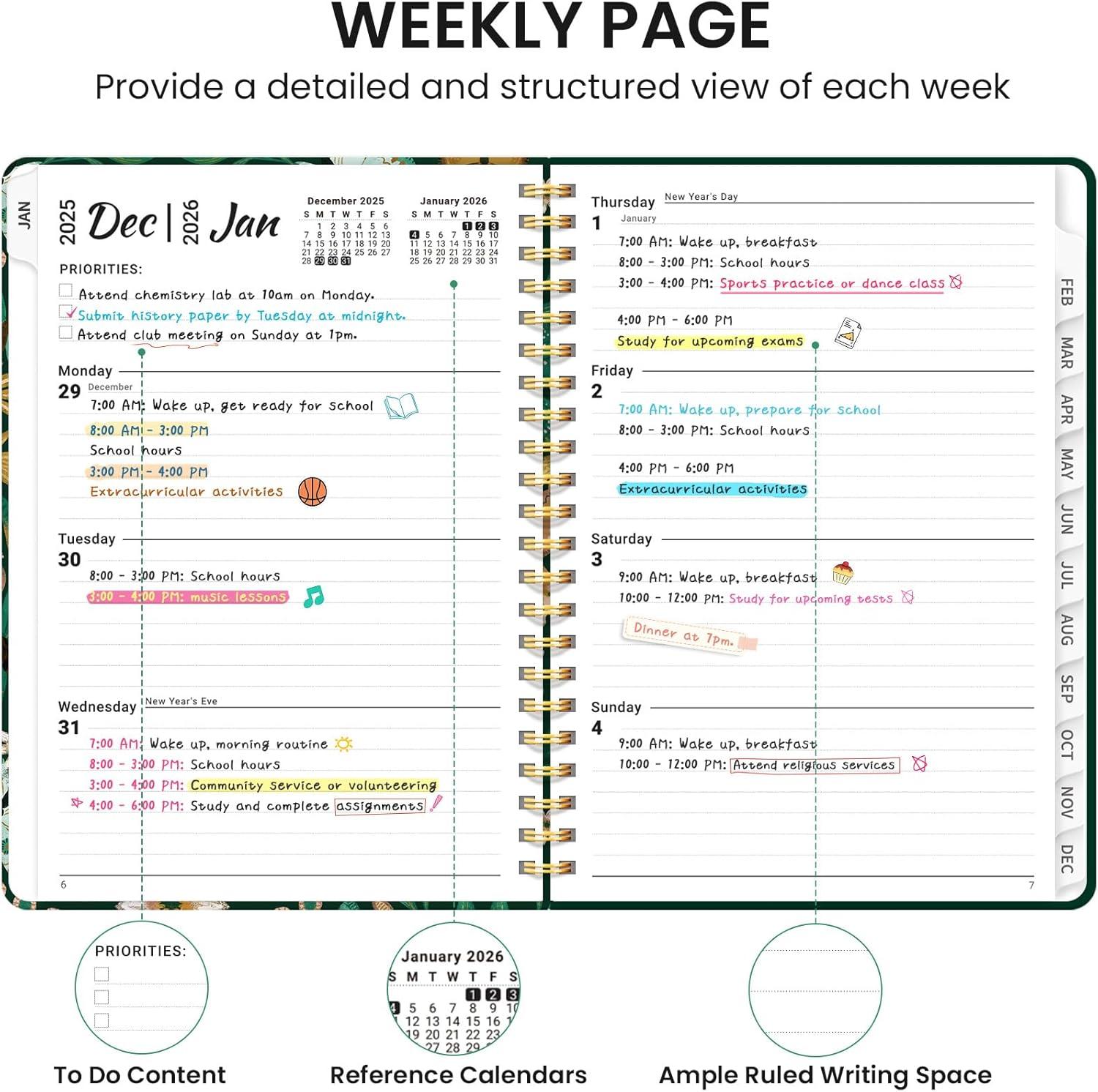 image:image2026 Planner Weekly and Monthly Calendar Planner for Women Jan 2026 Dec 2026 Hardcover Planning Agenda book with Tabs Spiral Bound Inner Pocket Perfect for School Office Supplies 63 x 85 ButterflyAButterfly
