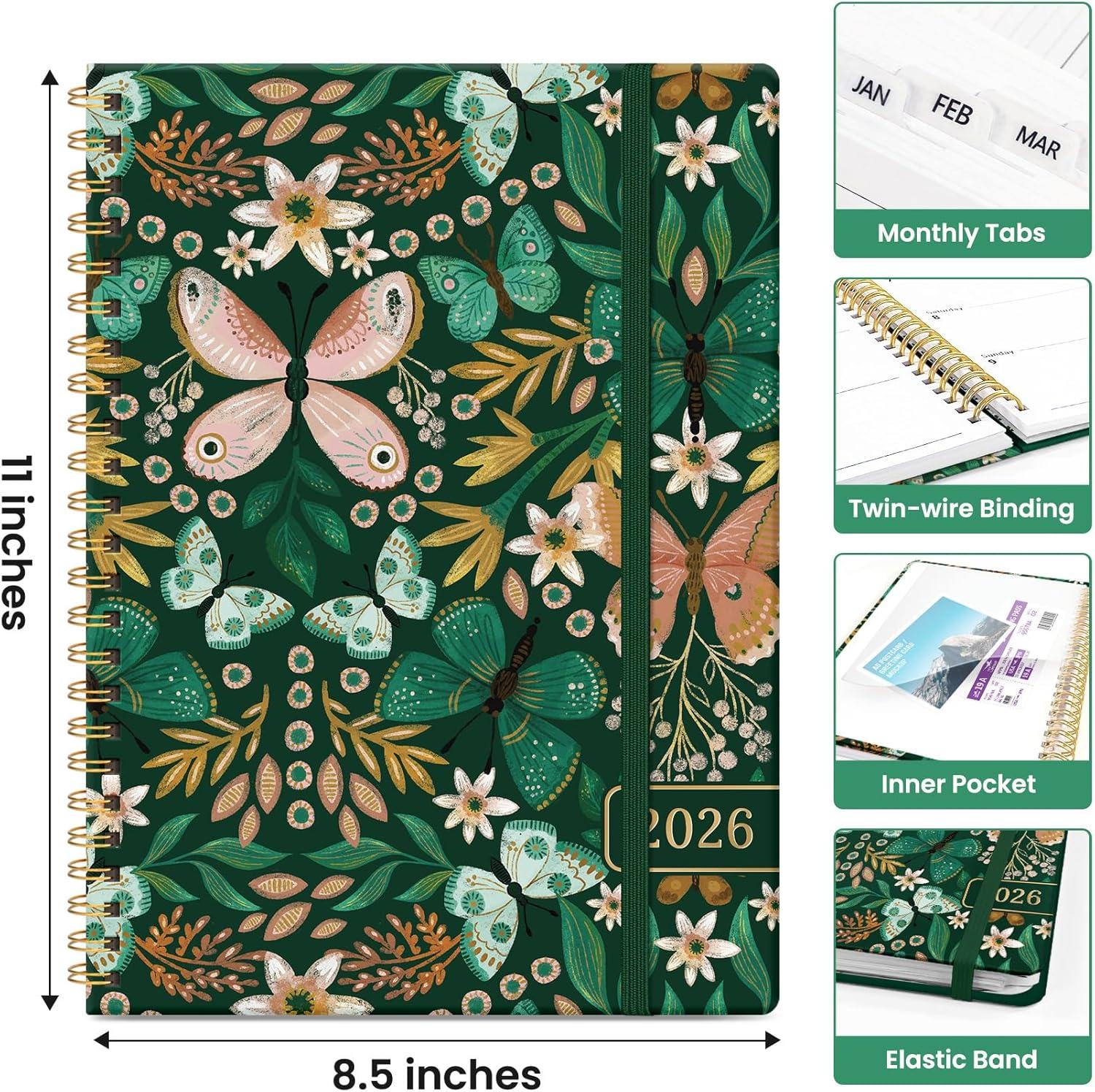 image:image2026 Planner Weekly and Monthly Calendar Planner for Women Jan 2026 Dec 2026 Hardcover Planning Agenda book with Tabs Spiral Bound Inner Pocket Perfect for School Office Supplies 63 x 85 ButterflyAButterfly