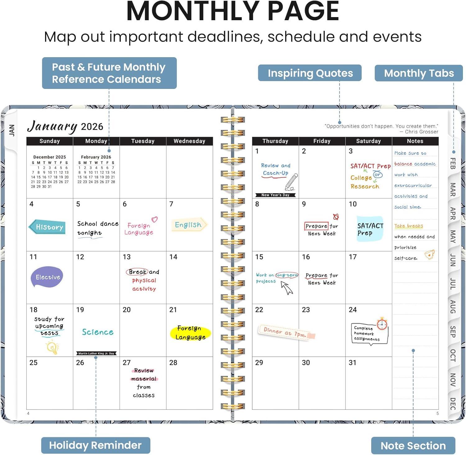 image:image2026 Planner Weekly and Monthly Calendar Planner for Women Jan 2026 Dec 2026 Hardcover Planning Agenda book with Tabs Spiral Bound Inner Pocket Perfect for School Office Supplies 63 x 85 ButterflyBButterfly Peony