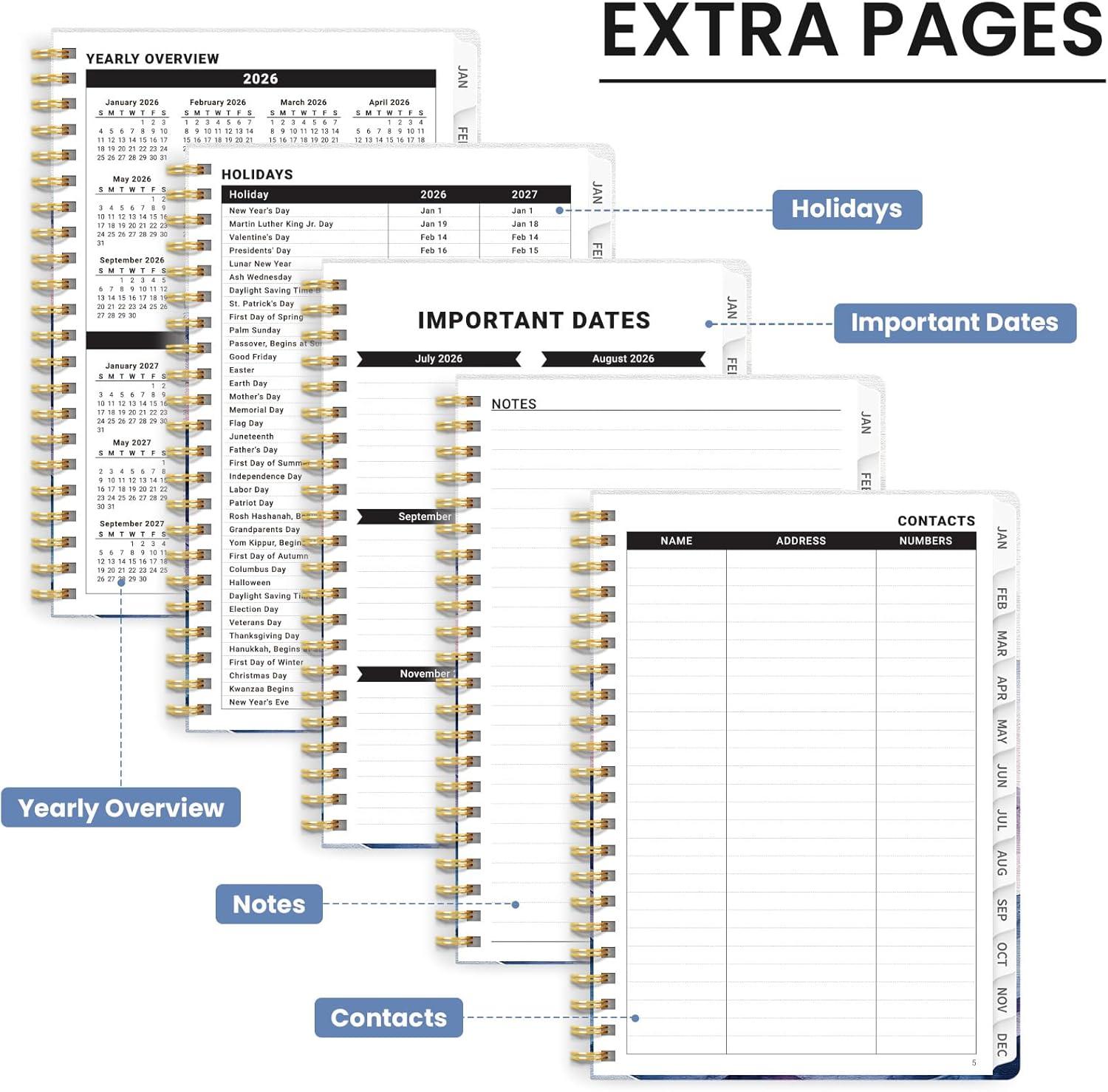 image:image2026 Planner Weekly and Monthly Calendar Planner for Women Jan 2026 Dec 2026 Hardcover Planning Agenda book with Tabs Spiral Bound Inner Pocket Perfect for School Office Supplies 63 x 85 ButterflyUDistant Peaks