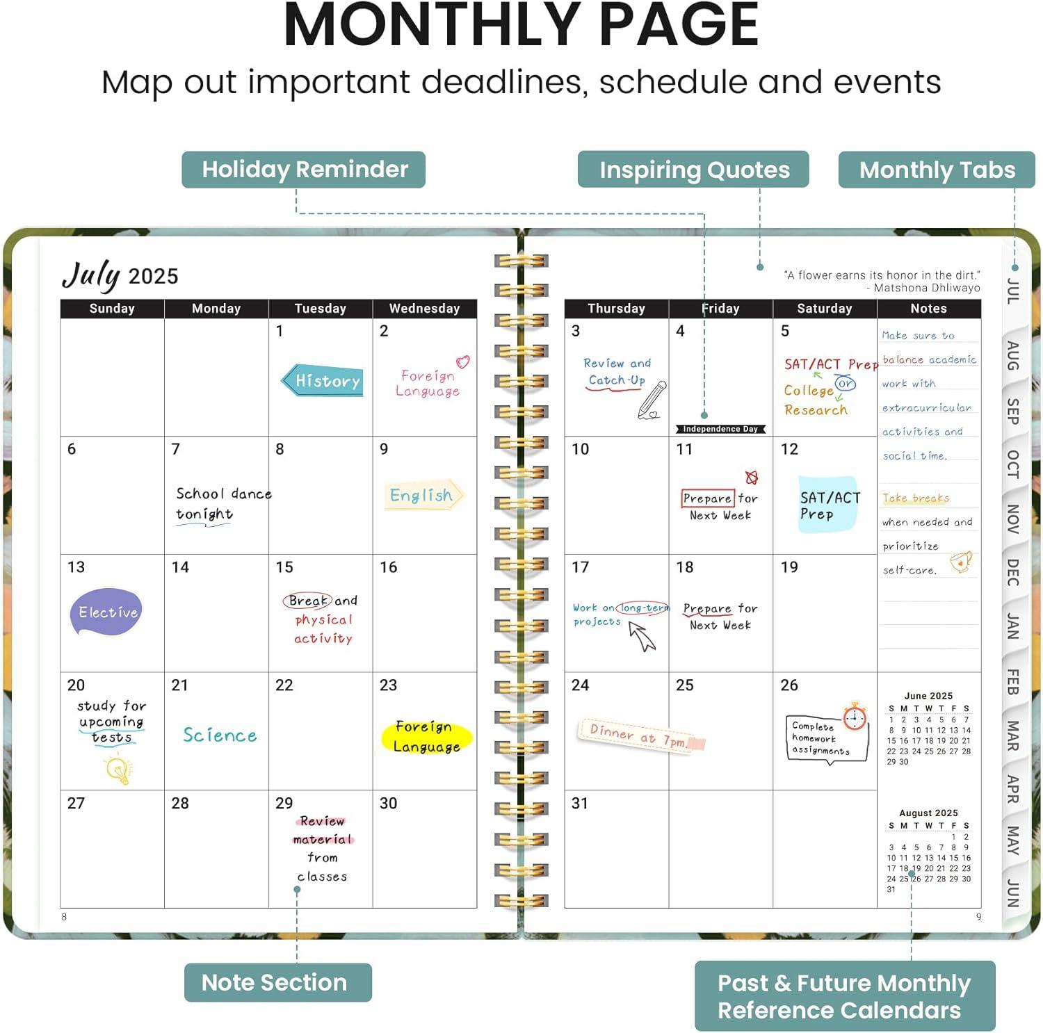 image:image2026 Planner Weekly and Monthly Calendar Planner for Women Jan 2026 Dec 2026 Hardcover Planning Agenda book with Tabs Spiral Bound Inner Pocket Perfect for School Office Supplies 63 x 85 ButterflyOSoft Petals