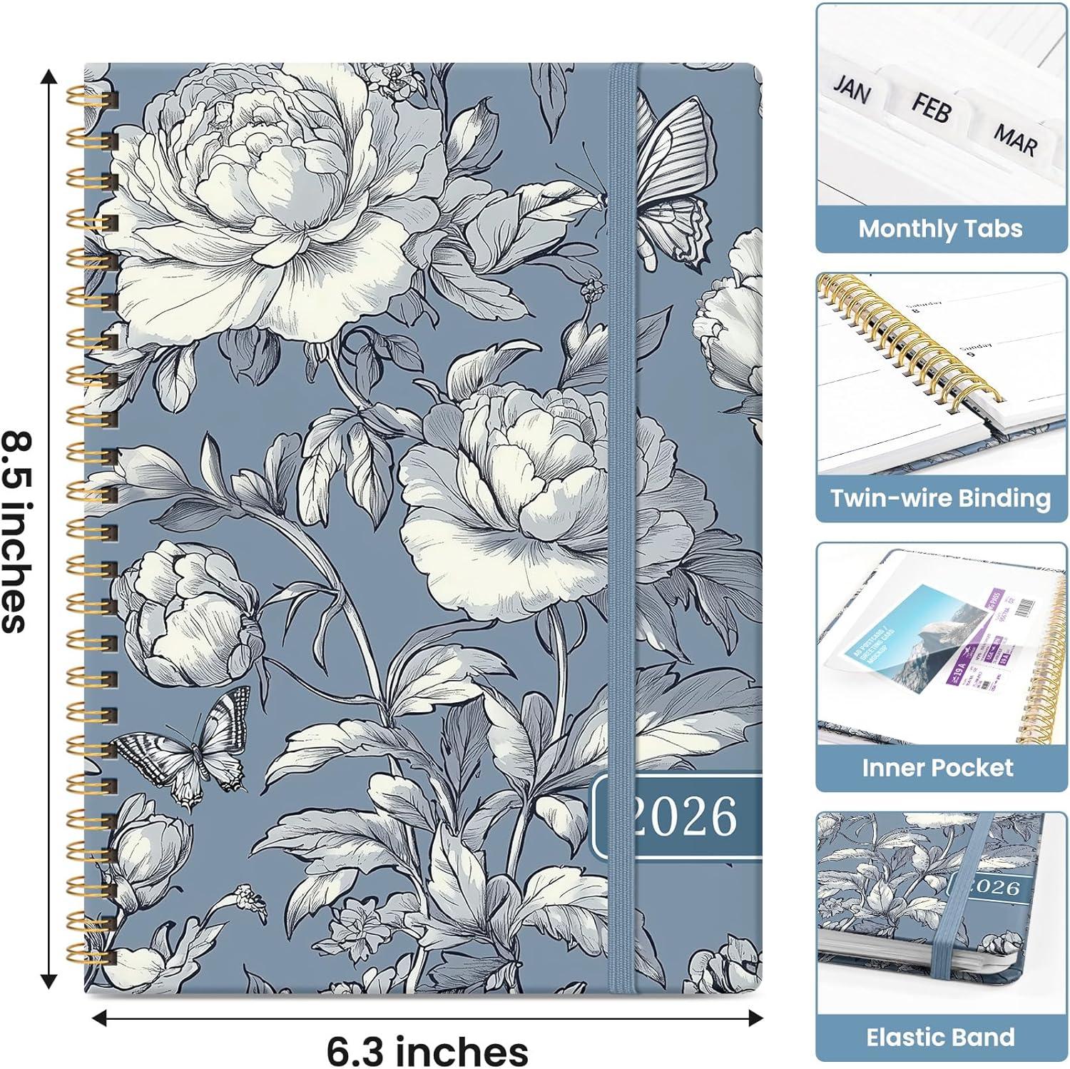 image:image2026 Planner Weekly and Monthly Calendar Planner for Women Jan 2026 Dec 2026 Hardcover Planning Agenda book with Tabs Spiral Bound Inner Pocket Perfect for School Office Supplies 63 x 85 ButterflyBButterfly Peony