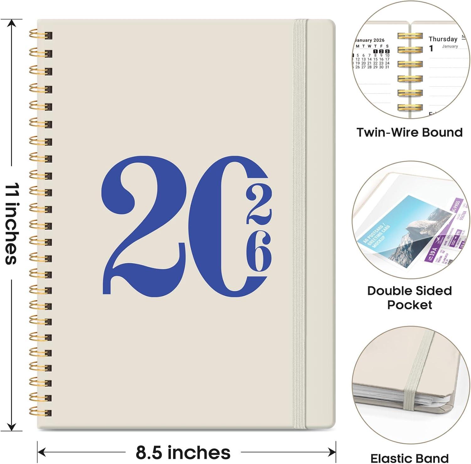 image:image2026 Planner Weekly and Monthly Calender Planner Jan 2026 to Dec 2026 Hardcover 2026 Calendar Book with Tabs amp Inner Pocket Office Home School Supplies for Women amp Men A5 63 x 85 PurpleDGray