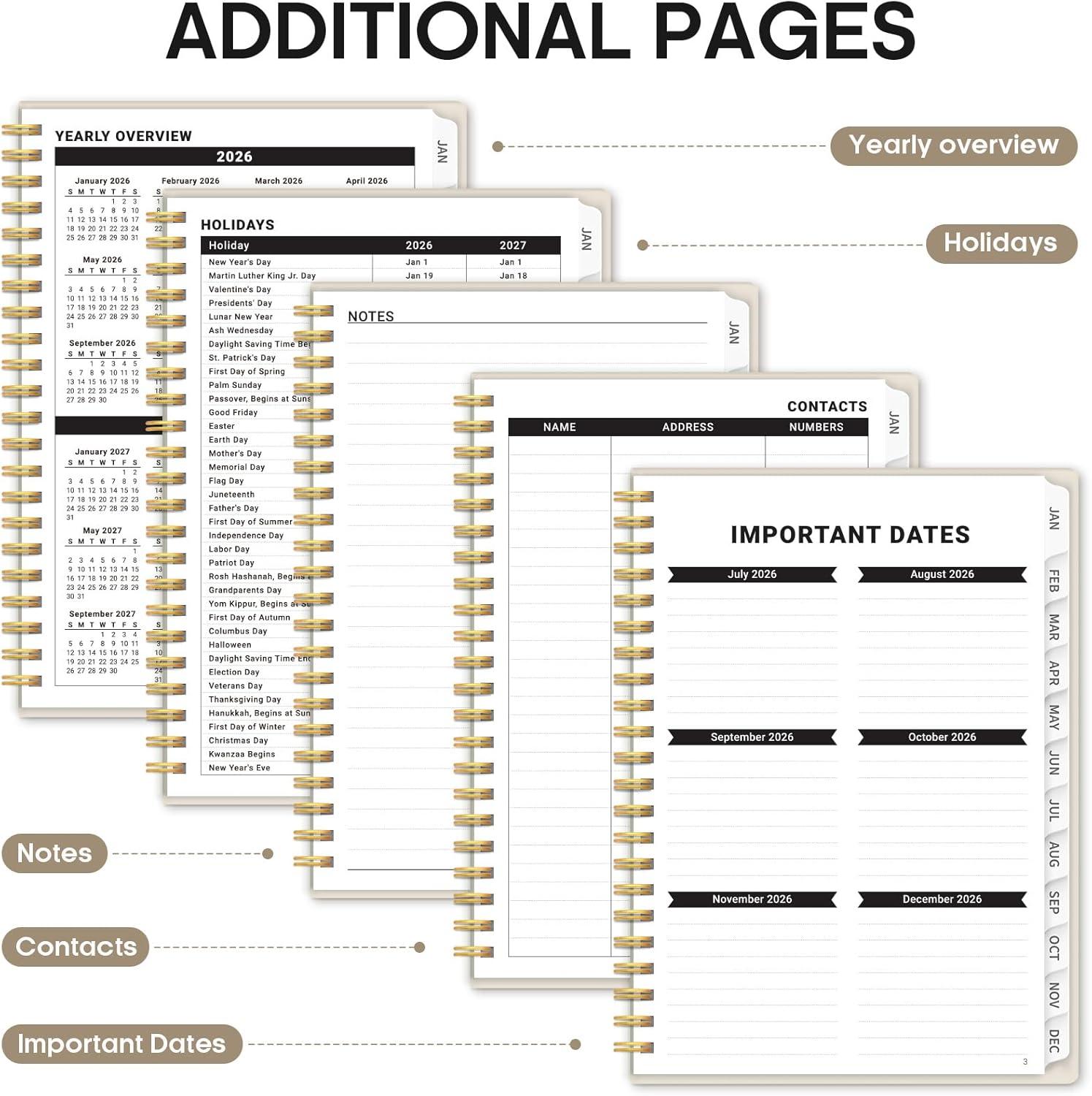 image:image2026 Planner Weekly and Monthly Calender Planner Jan 2026 to Dec 2026 Hardcover 2026 Calendar Book with Tabs amp Inner Pocket Office Home School Supplies for Women amp Men A5 63 x 85 PurpleDGray