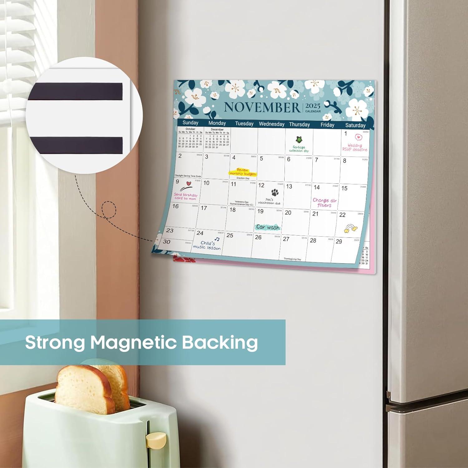 image:imageAesthetic 20252026 Magnetic Calendar for Refrigerator 21Month Fridge Calendar Magnet from October 2025 to June 2027 Greenery Design for Easy OrganizingBTwilight Petals