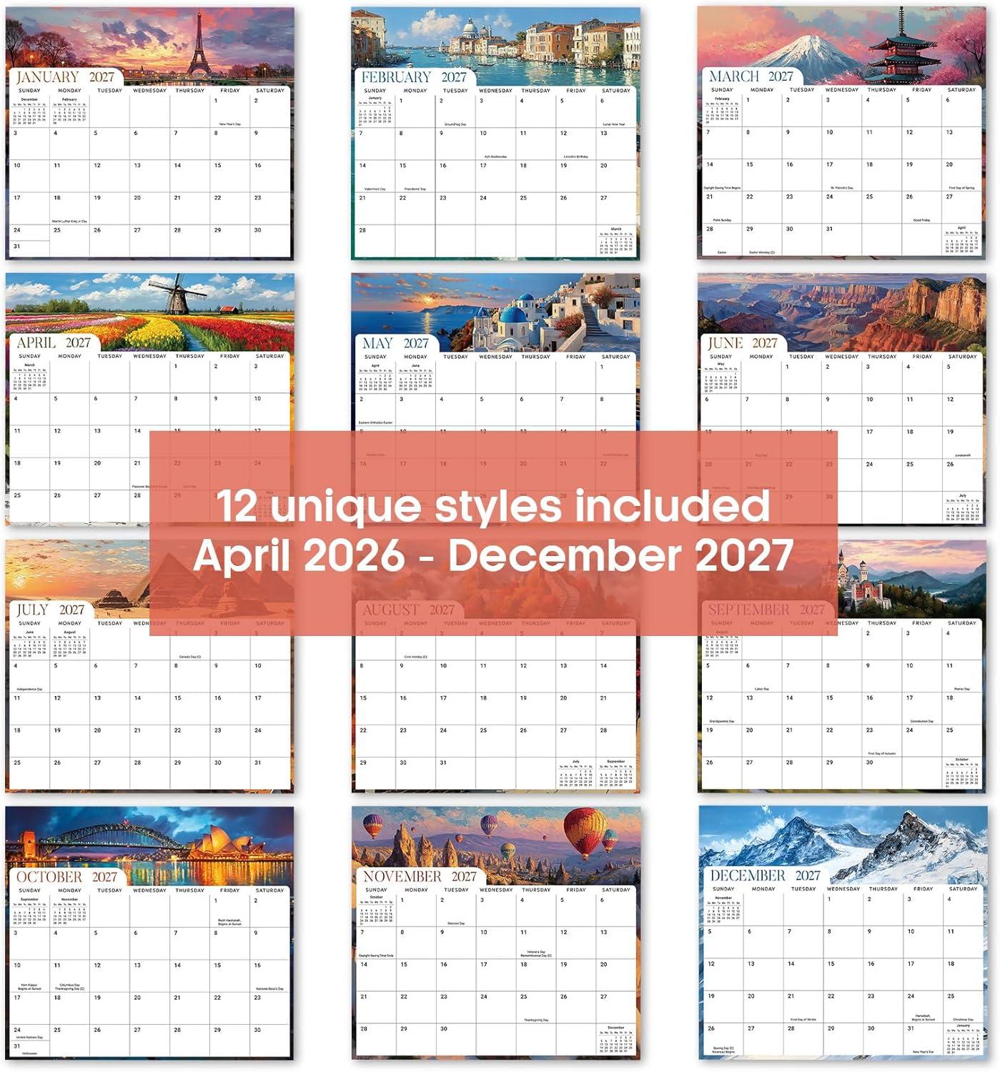 image:imageAesthetic 20252026 Magnetic Calendar for Refrigerator 21Month Fridge Calendar Magnet from October 2025 to June 2027 Greenery Design for Easy OrganizingdGlobal Attractions