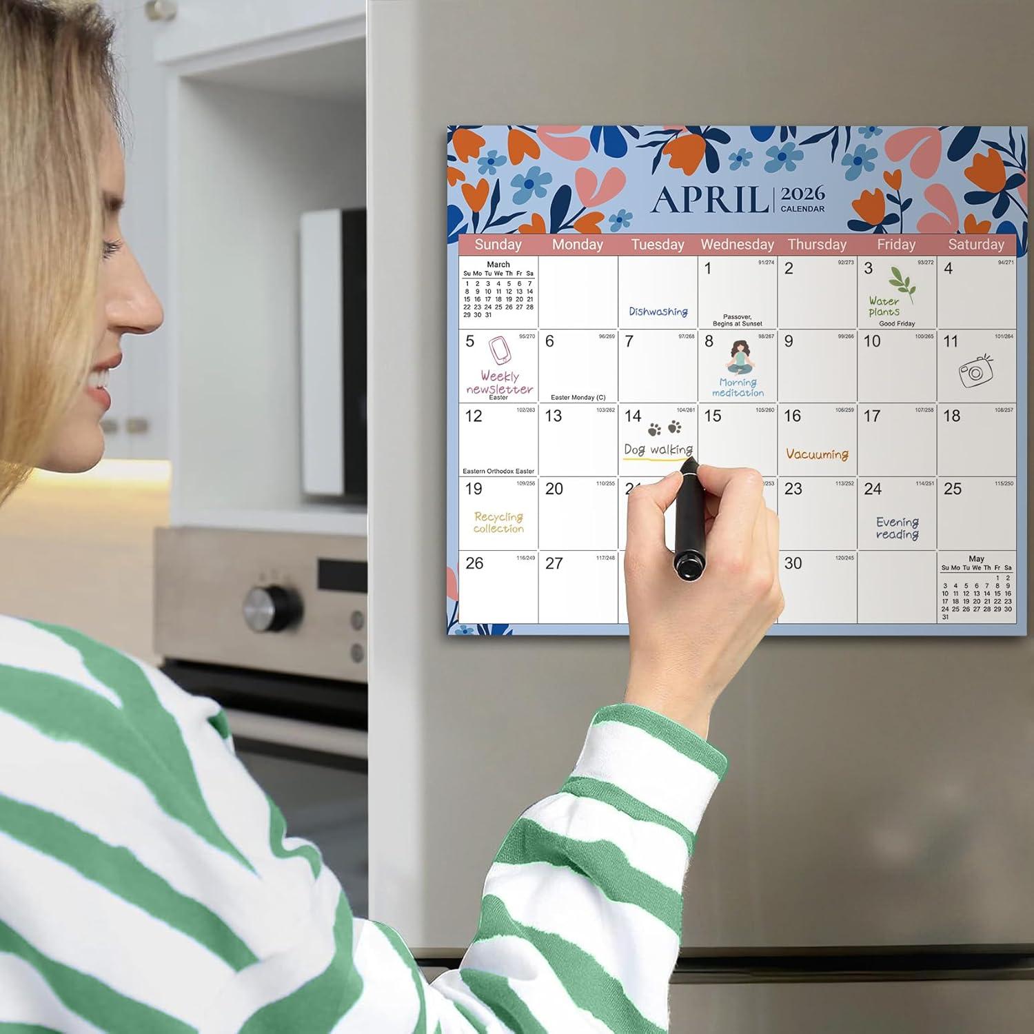 image:imageAesthetic 20252026 Magnetic Calendar for Refrigerator 21Month Fridge Calendar Magnet from October 2025 to June 2027 Greenery Design for Easy OrganizingbTwilight Petals