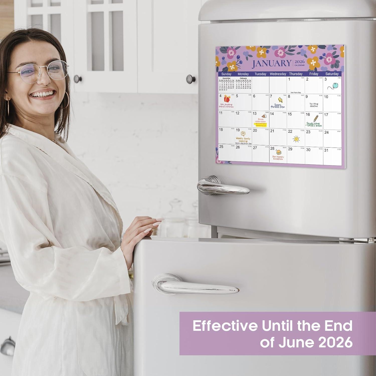 image:imageAesthetic 20252026 Magnetic Calendar for Refrigerator 21Month Fridge Calendar Magnet from October 2025 to June 2027 Greenery Design for Easy OrganizingBTwilight Petals