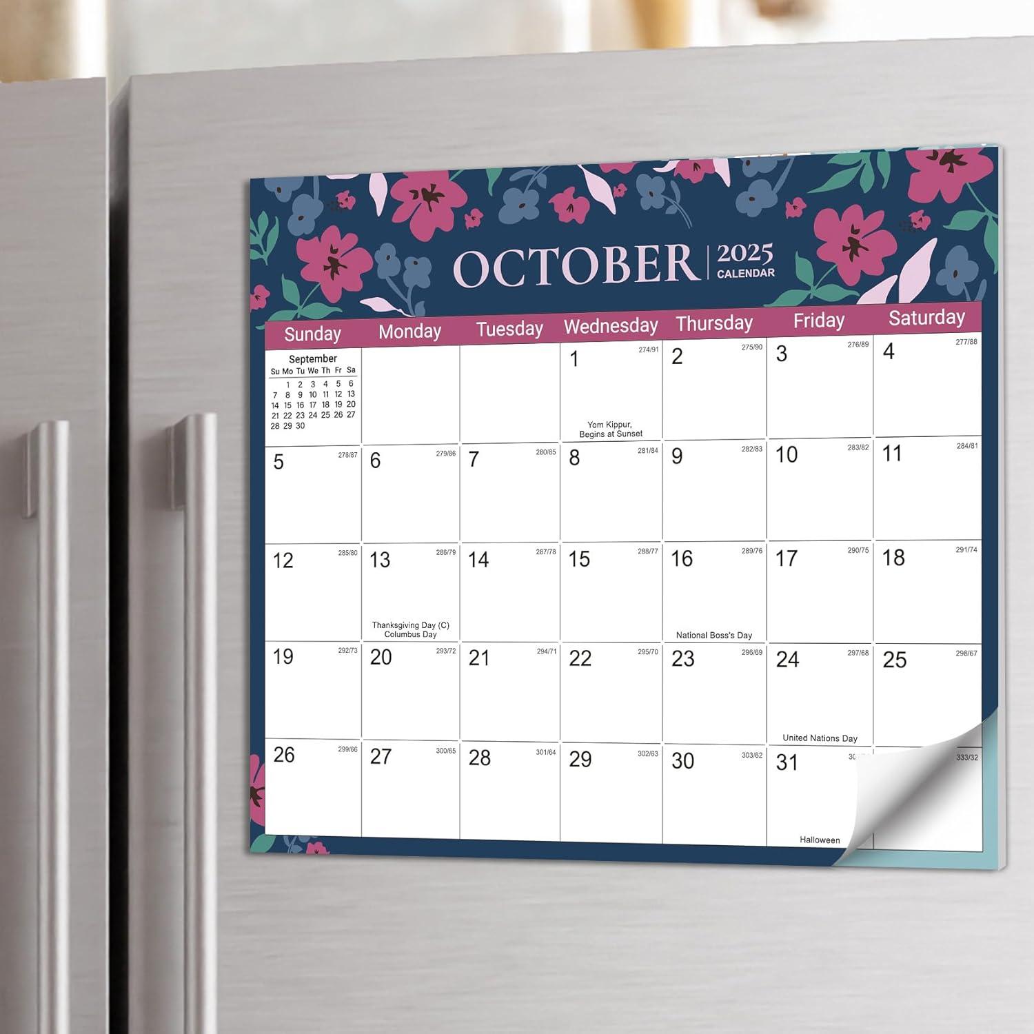 image:imageAesthetic 20252026 Magnetic Calendar for Refrigerator 21Month Fridge Calendar Magnet from October 2025 to June 2027 Greenery Design for Easy OrganizingbTwilight Petals