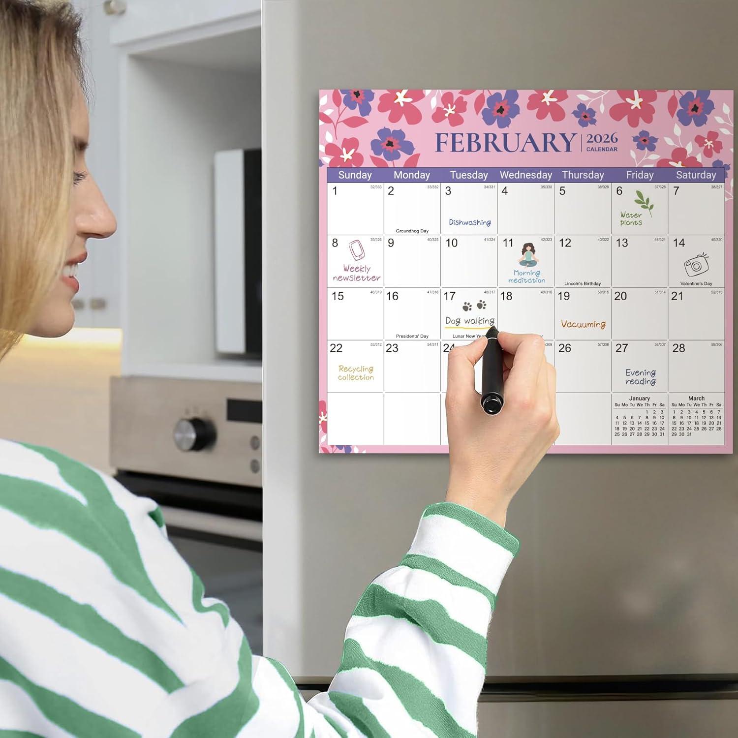 image:imageAesthetic 20252026 Magnetic Calendar for Refrigerator 21Month Fridge Calendar Magnet from October 2025 to June 2027 Greenery Design for Easy OrganizingBTwilight Petals