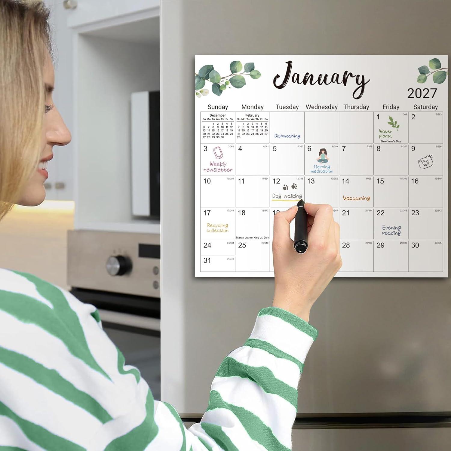 image:imageAesthetic 20252026 Magnetic Calendar for Refrigerator 21Month Fridge Calendar Magnet from October 2025 to June 2027 Greenery Design for Easy OrganizingaNature