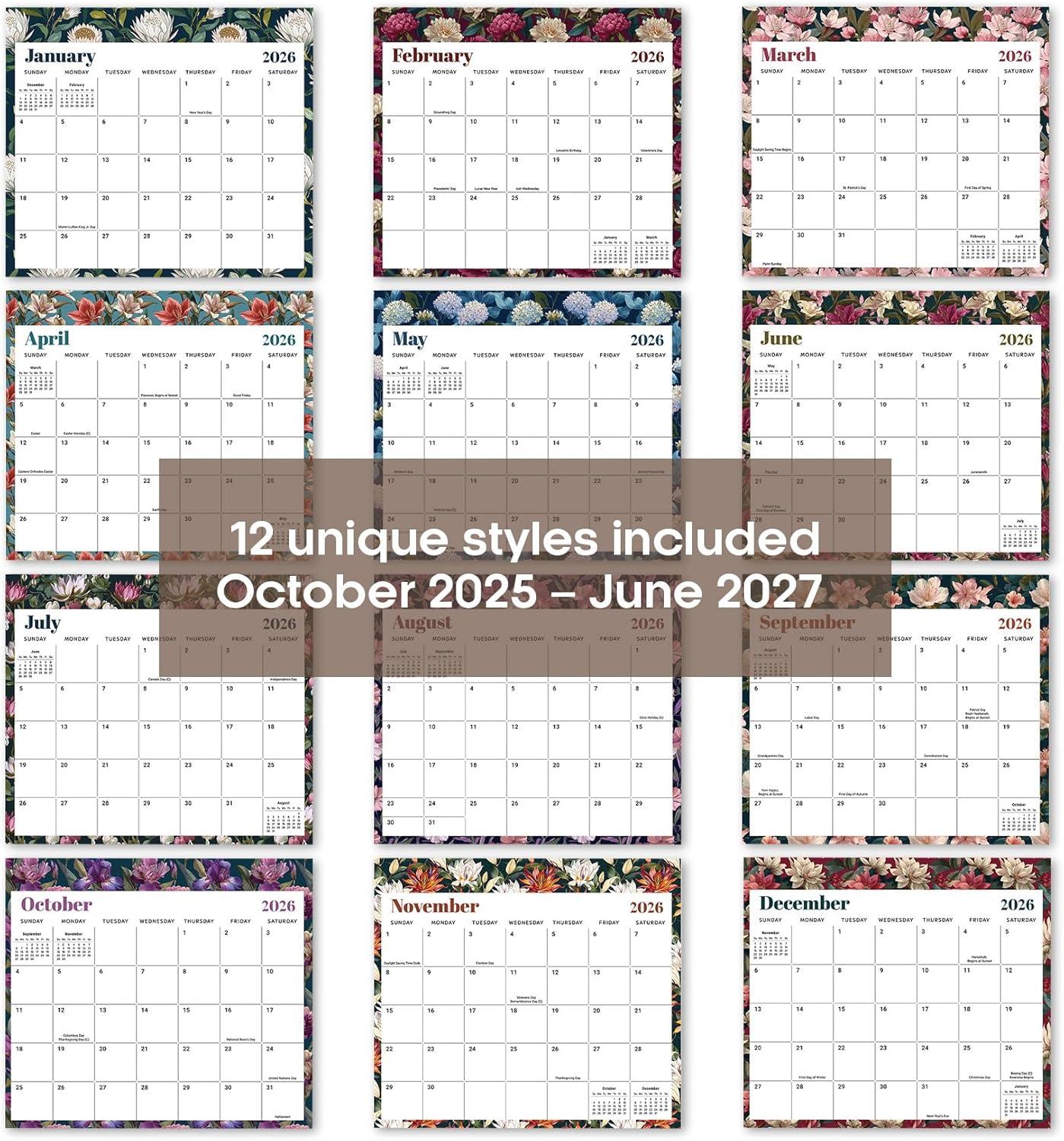 image:imageAesthetic 20252026 Magnetic Calendar for Refrigerator 21Month Fridge Calendar Magnet from October 2025 to June 2027 Greenery Design for Easy OrganizingcFloral Luxe