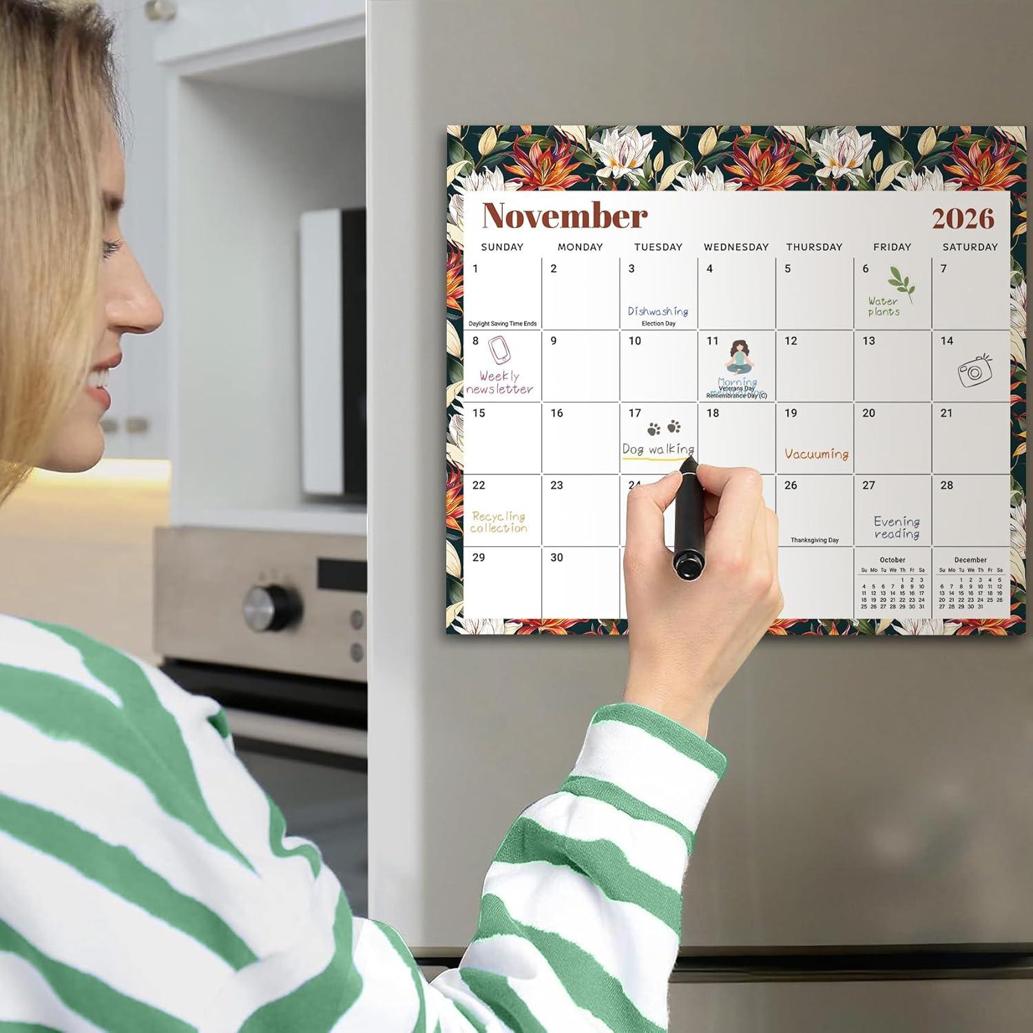 image:imageAesthetic 20252026 Magnetic Calendar for Refrigerator 21Month Fridge Calendar Magnet from October 2025 to June 2027 Greenery Design for Easy OrganizingcFloral Luxe