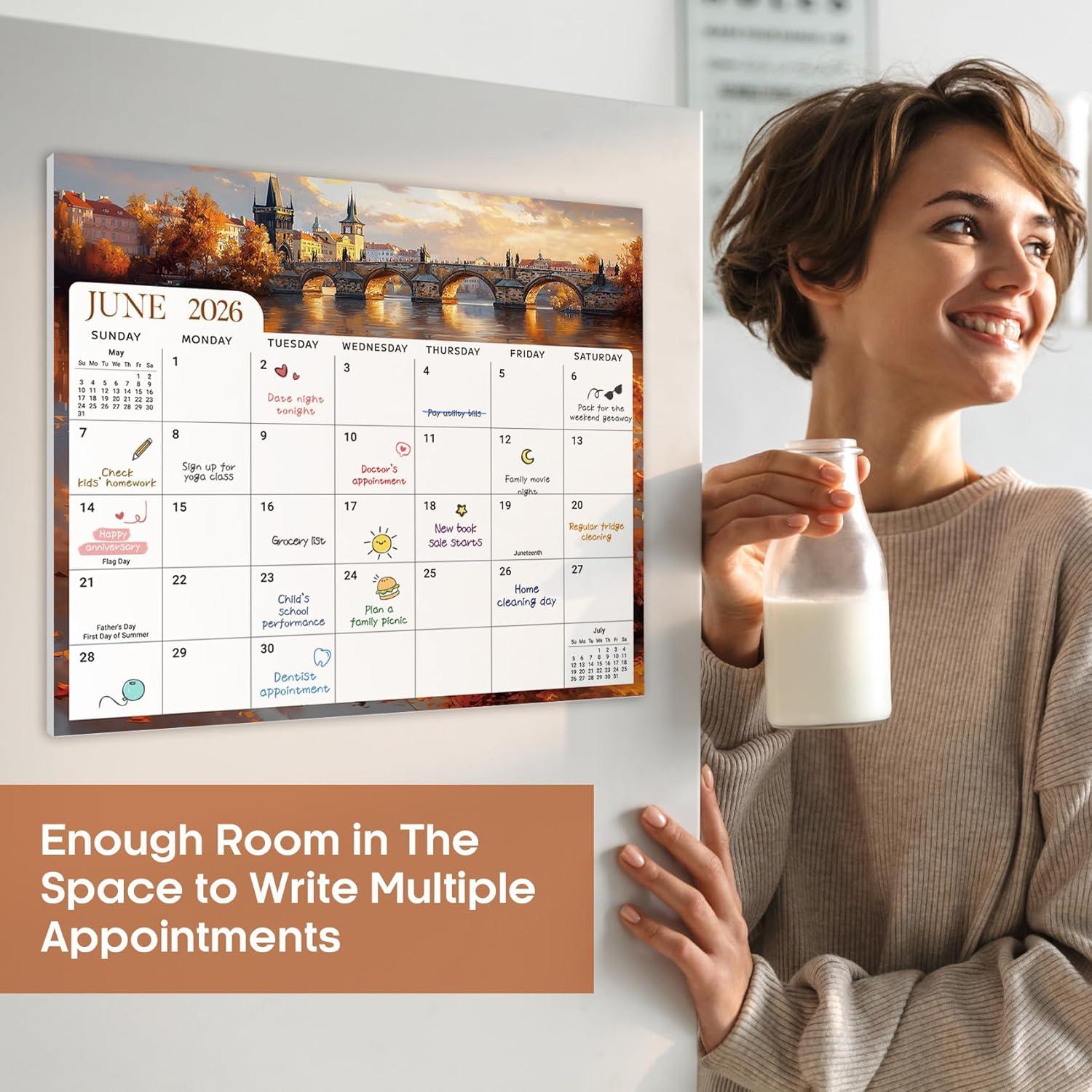 image:imageAesthetic 20252026 Magnetic Calendar for Refrigerator 21Month Fridge Calendar Magnet from October 2025 to June 2027 Greenery Design for Easy OrganizingdGlobal Attractions