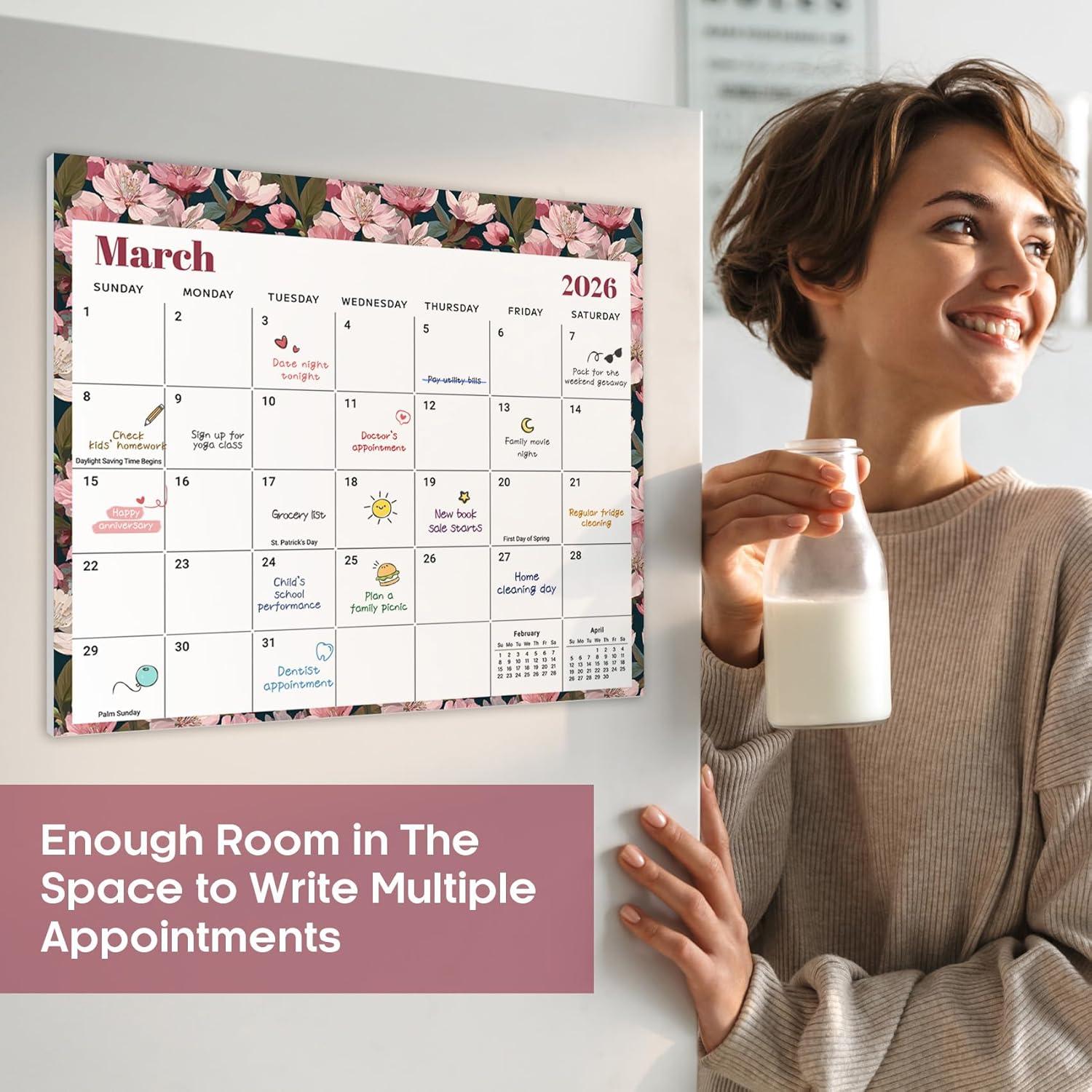 image:imageAesthetic 20252026 Magnetic Calendar for Refrigerator 21Month Fridge Calendar Magnet from October 2025 to June 2027 Greenery Design for Easy OrganizingcFloral Luxe