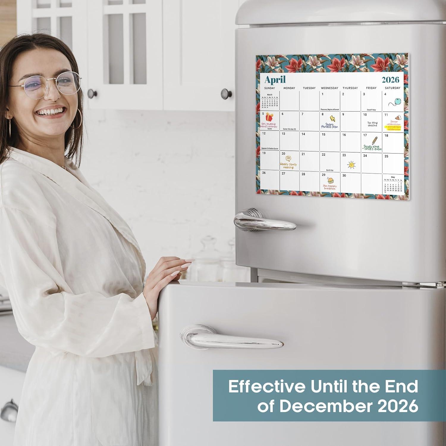 image:imageAesthetic 20252026 Magnetic Calendar for Refrigerator 21Month Fridge Calendar Magnet from October 2025 to June 2027 Greenery Design for Easy OrganizingcFloral Luxe