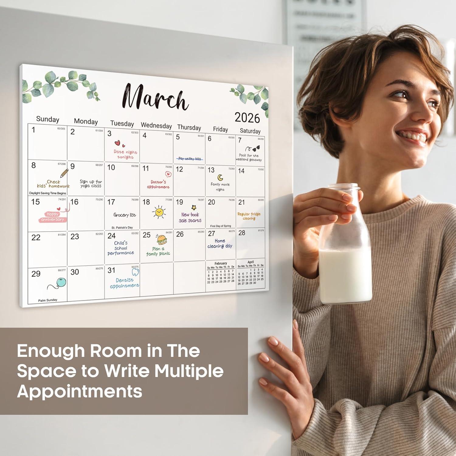 image:imageAesthetic 20252026 Magnetic Calendar for Refrigerator 21Month Fridge Calendar Magnet from October 2025 to June 2027 Greenery Design for Easy OrganizingaNature